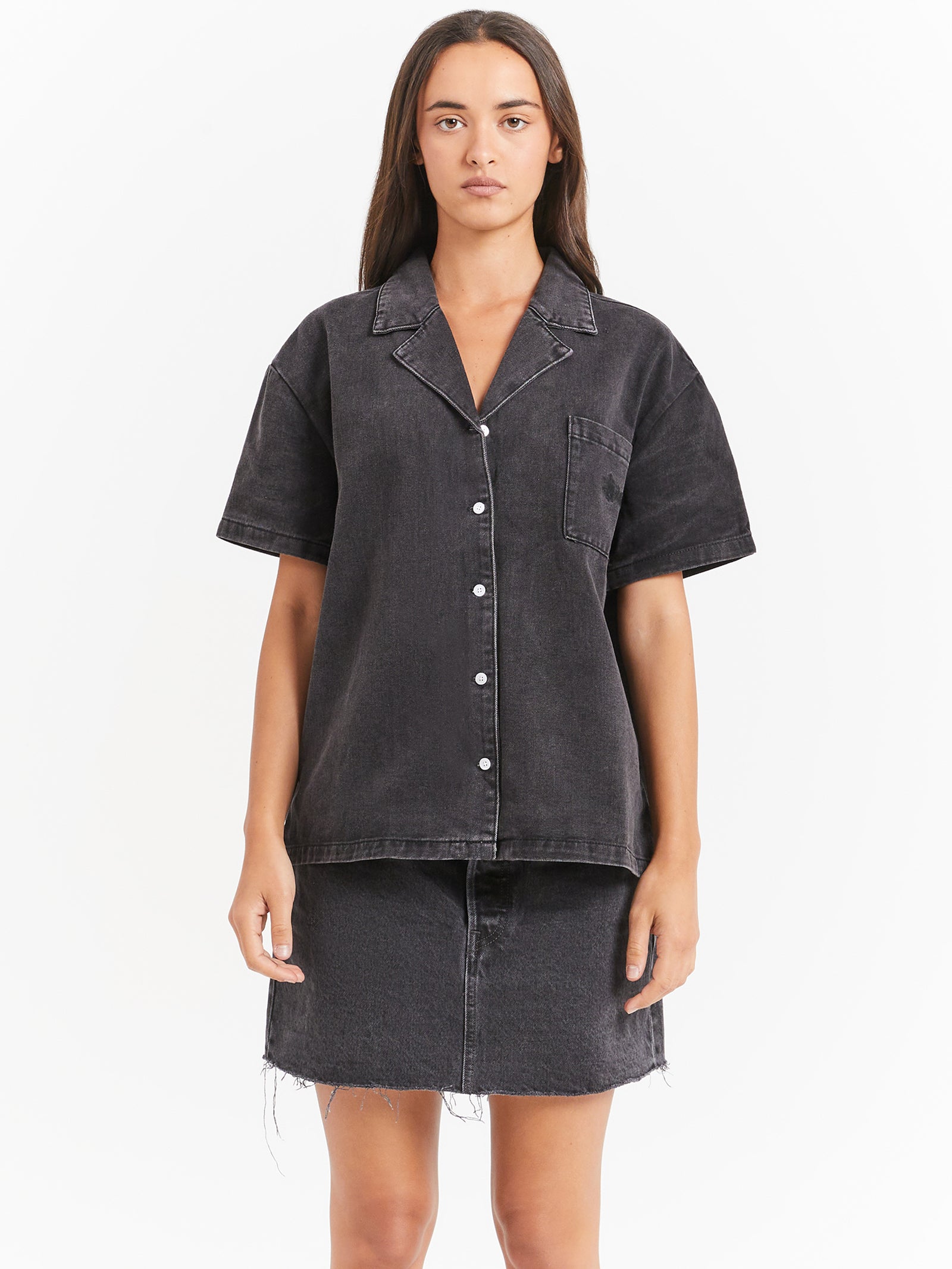 Denim Oversized Shirt in Black Denim