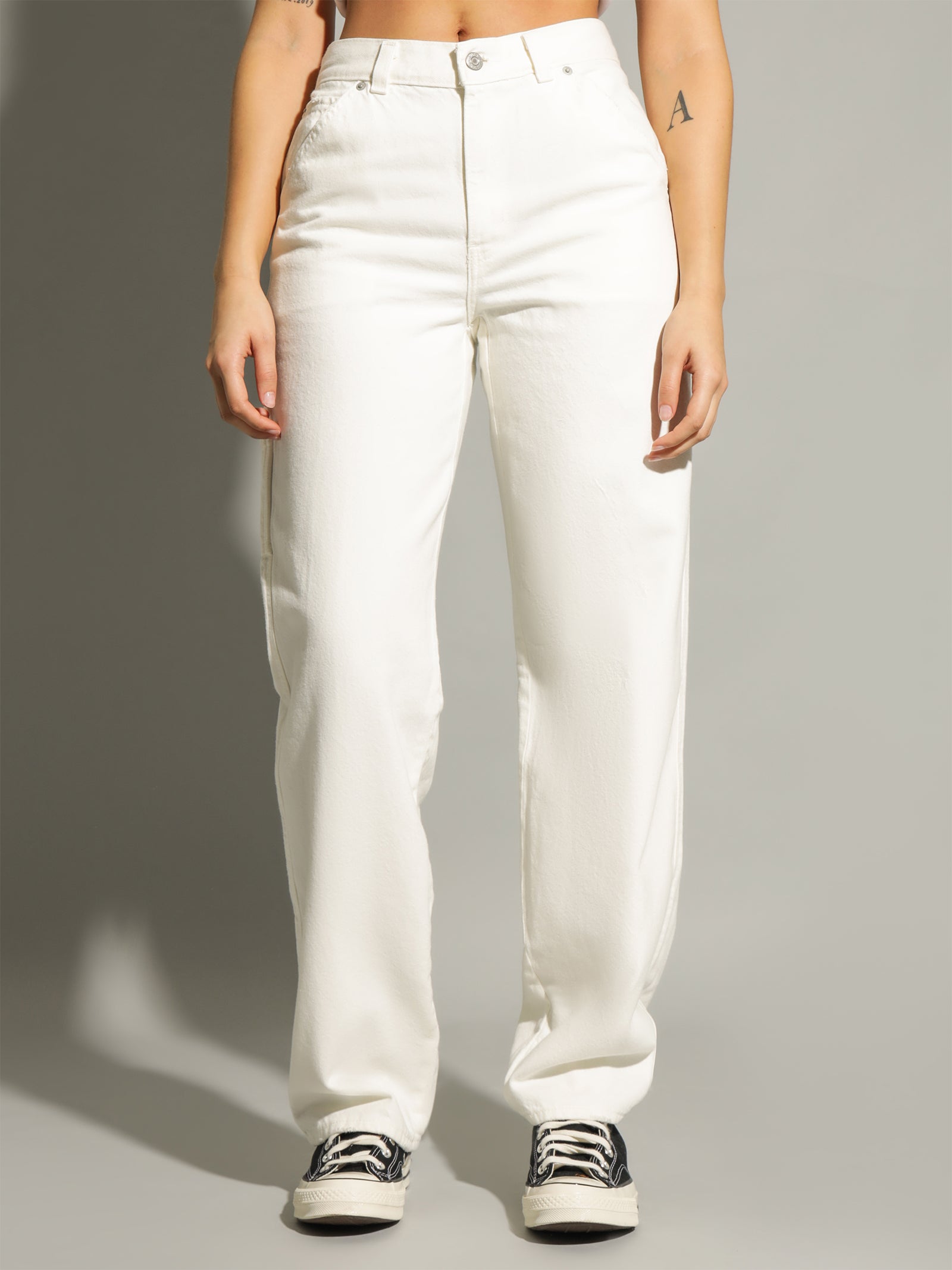 Dad Utility Jeans in It's Ecru Time White