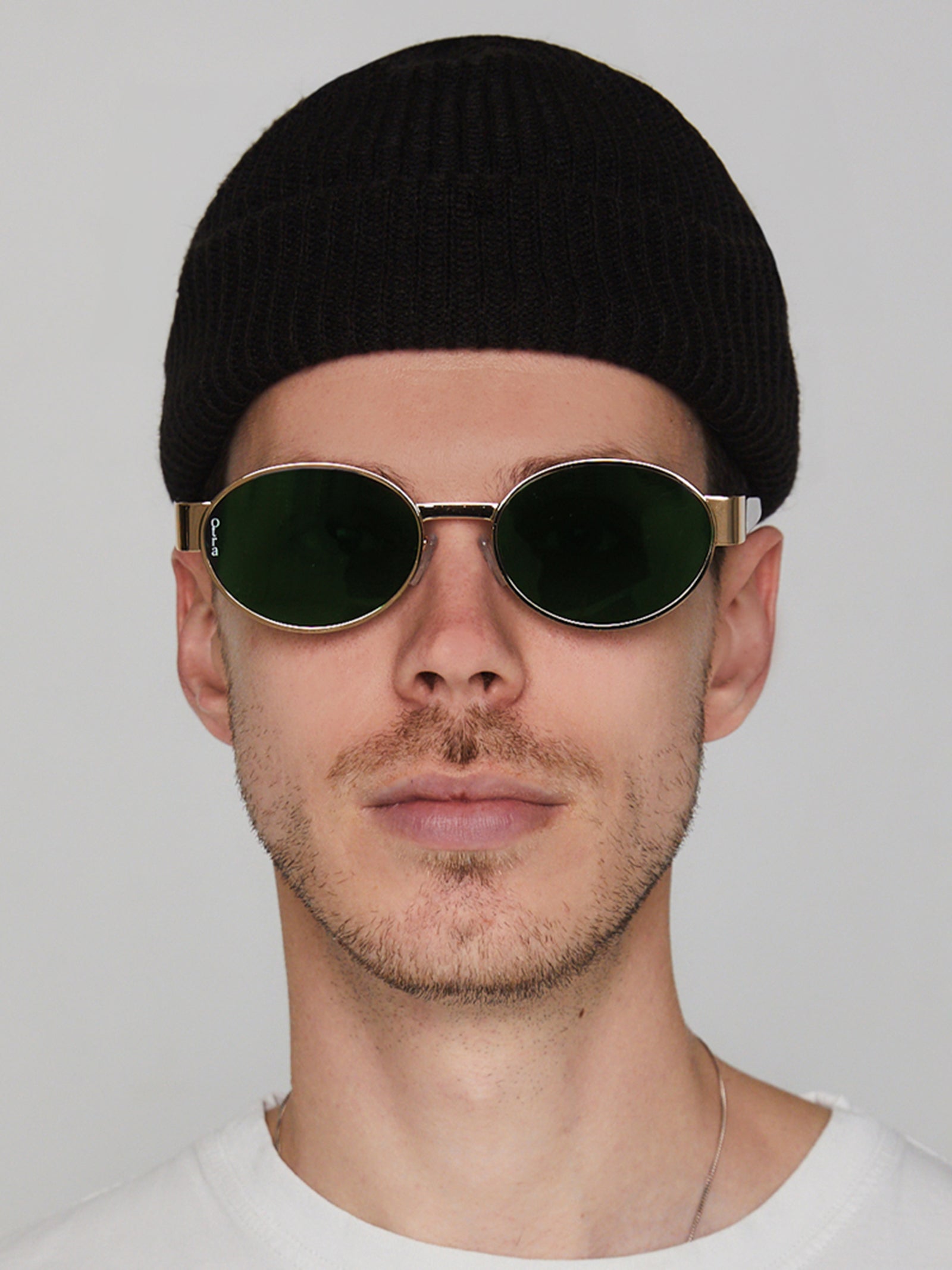 Echo Sunglasses in Gold Tort & Green