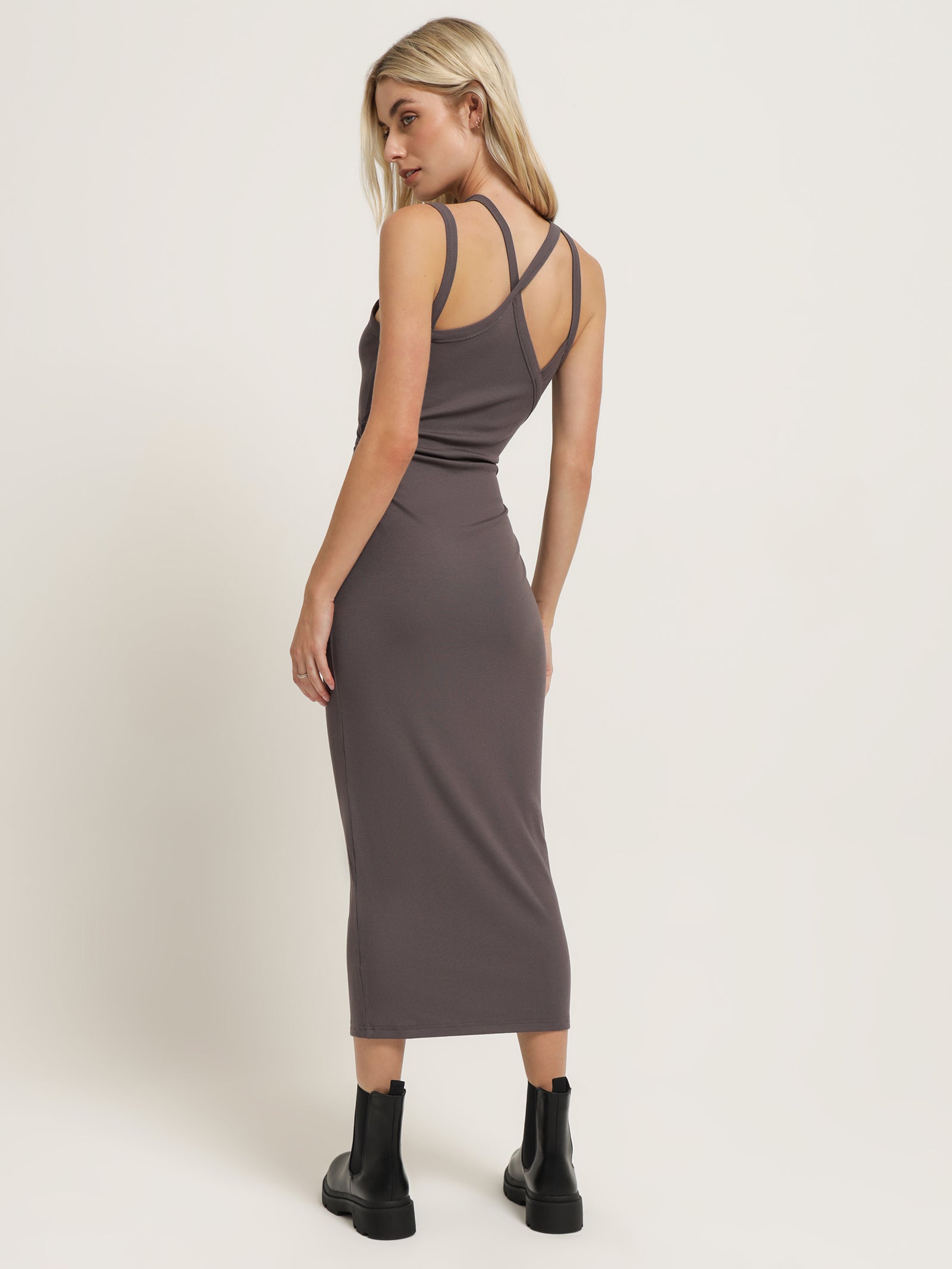 Cruz Rib Dress in Slate