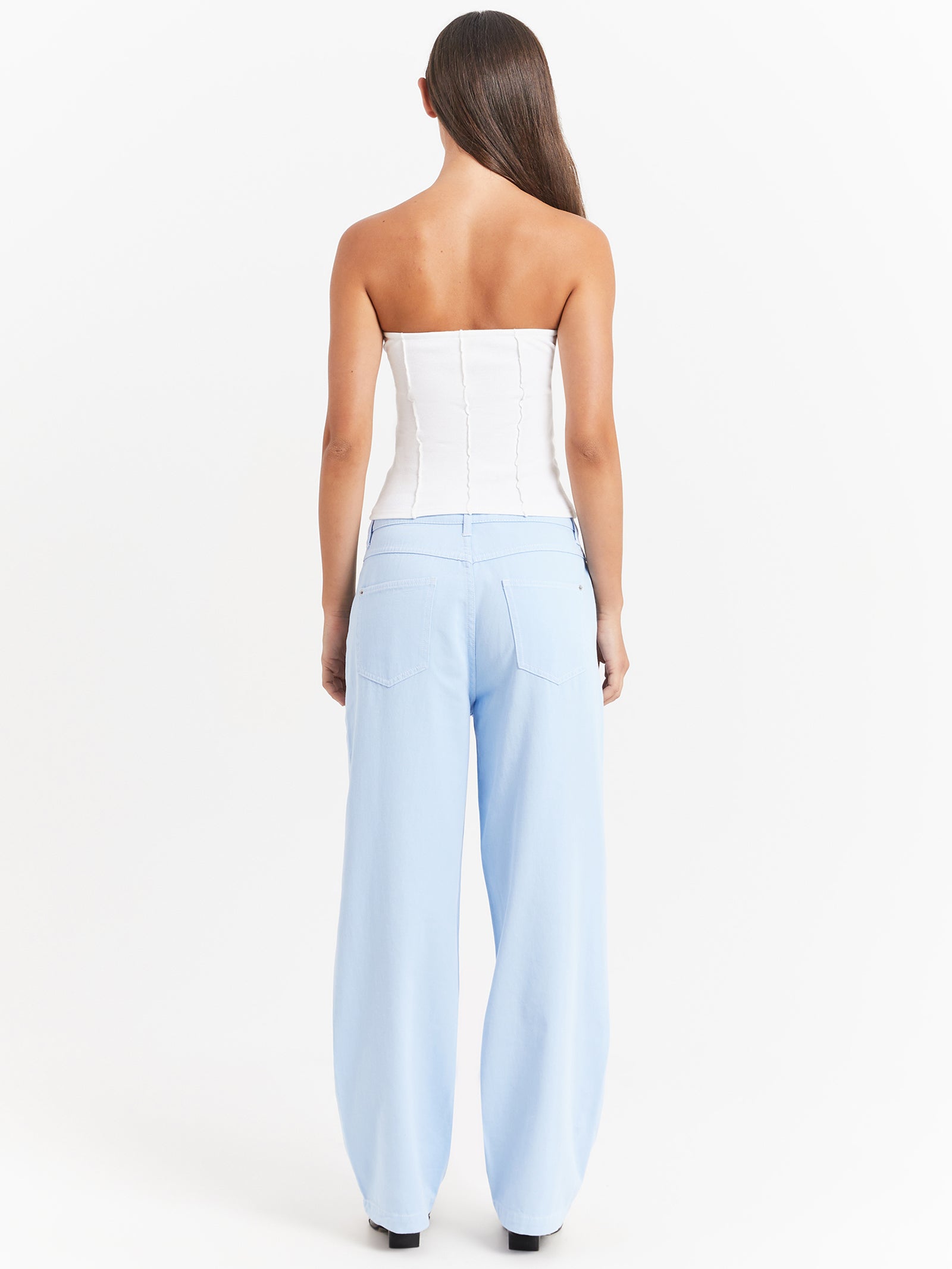 Luna Mid Rise Relaxed Pants in Sky