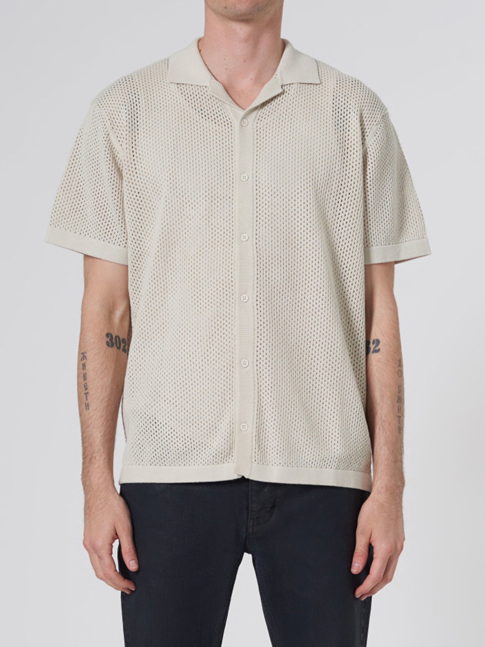 Cohen Knit Short Sleeve Shirt in Washed Stone