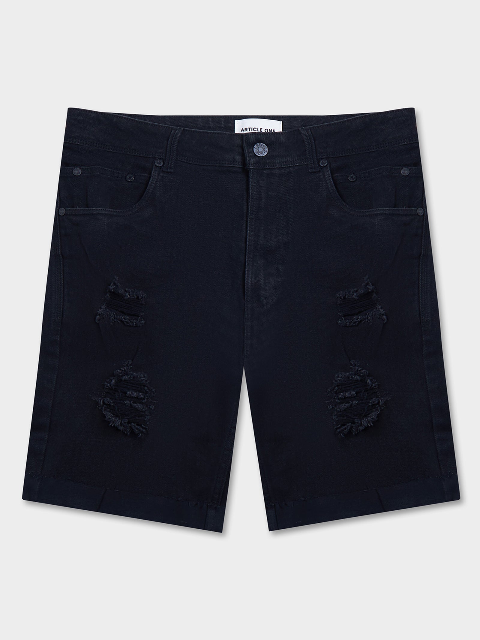 Zane Skinny Denim Short - True Black Rip