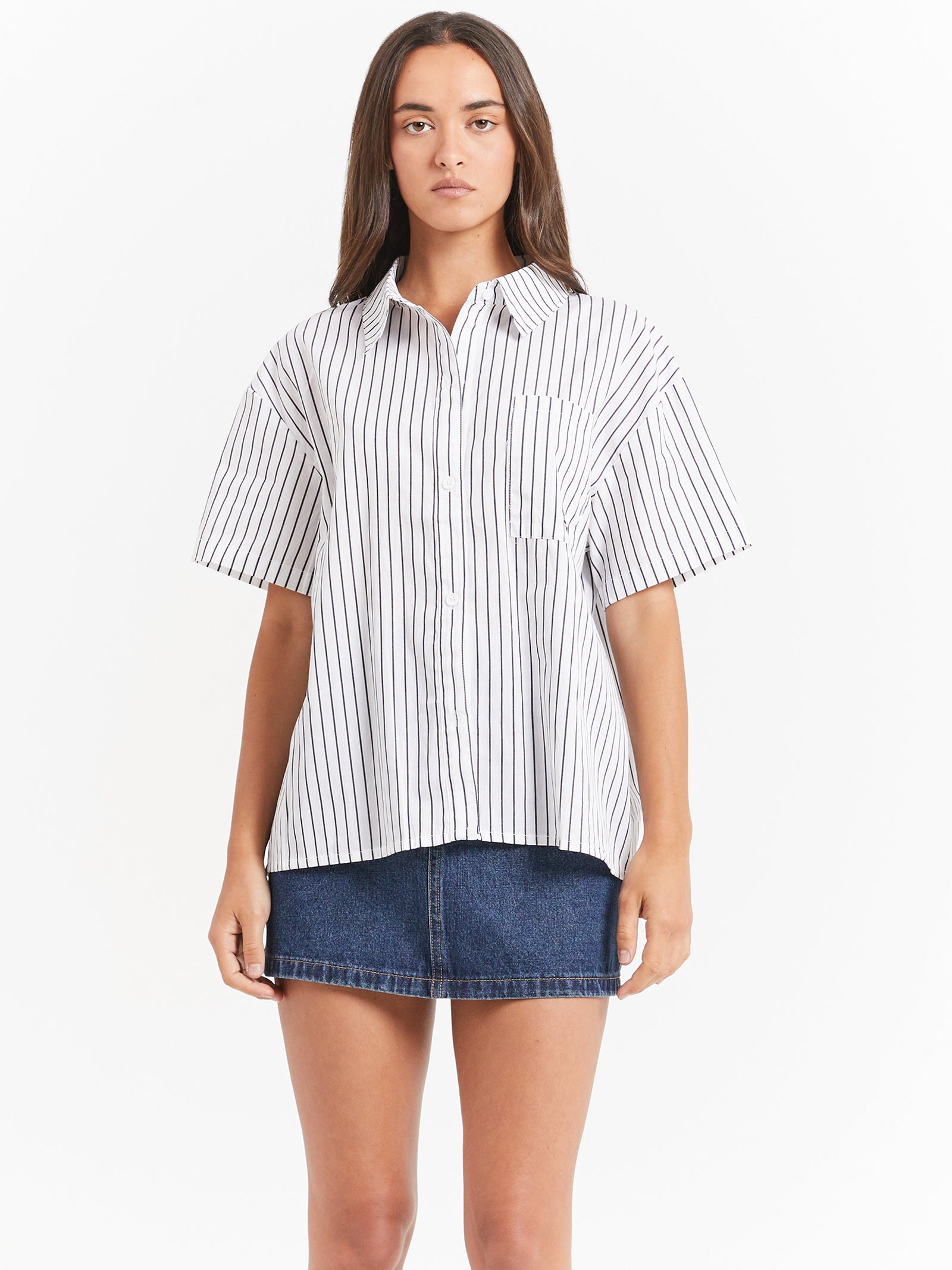 Pop Short Sleeve Graffiti Stripe Shirt in Black Stripe