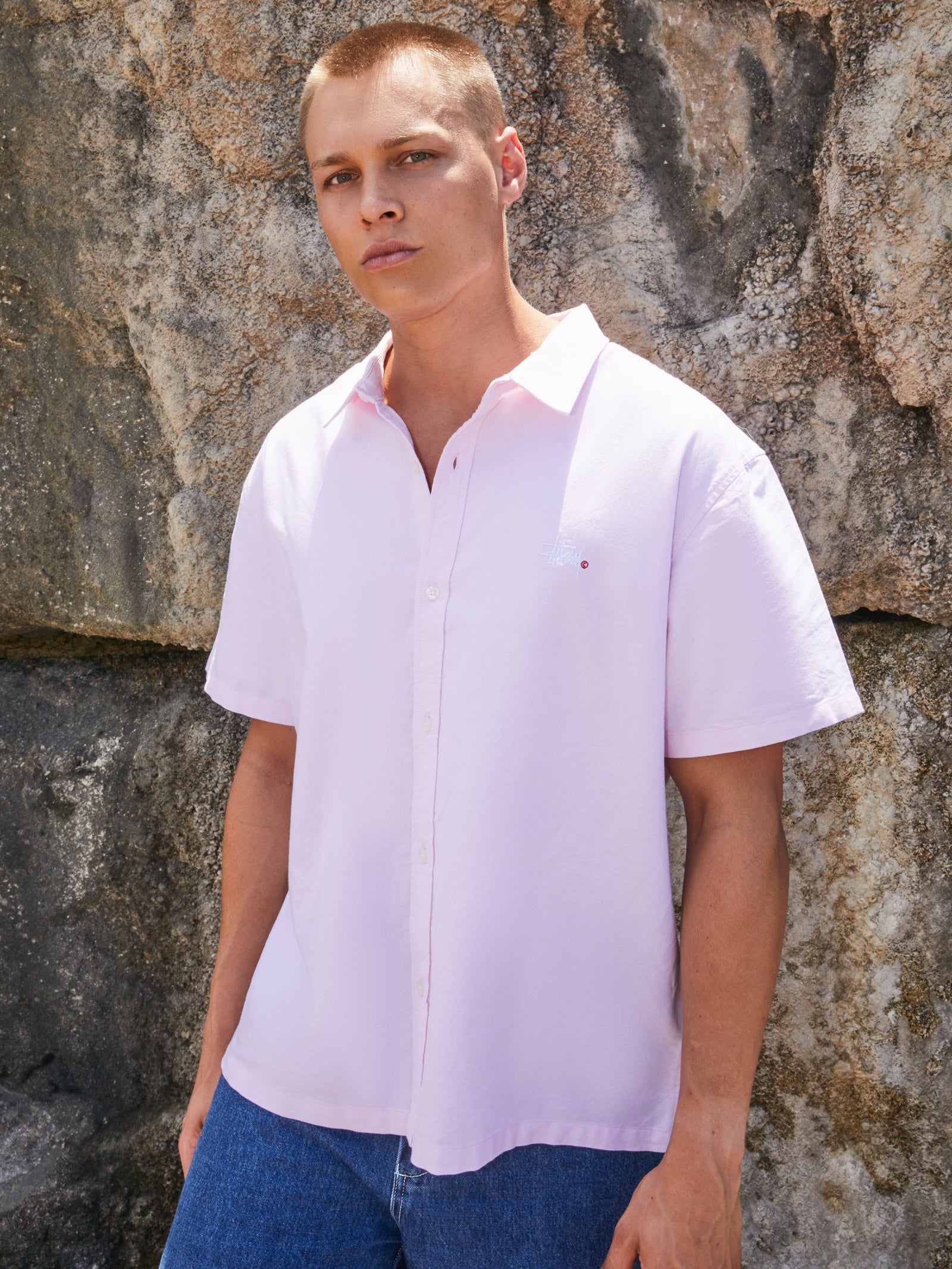 Graffiti Oxford Shirt in Rose Pink