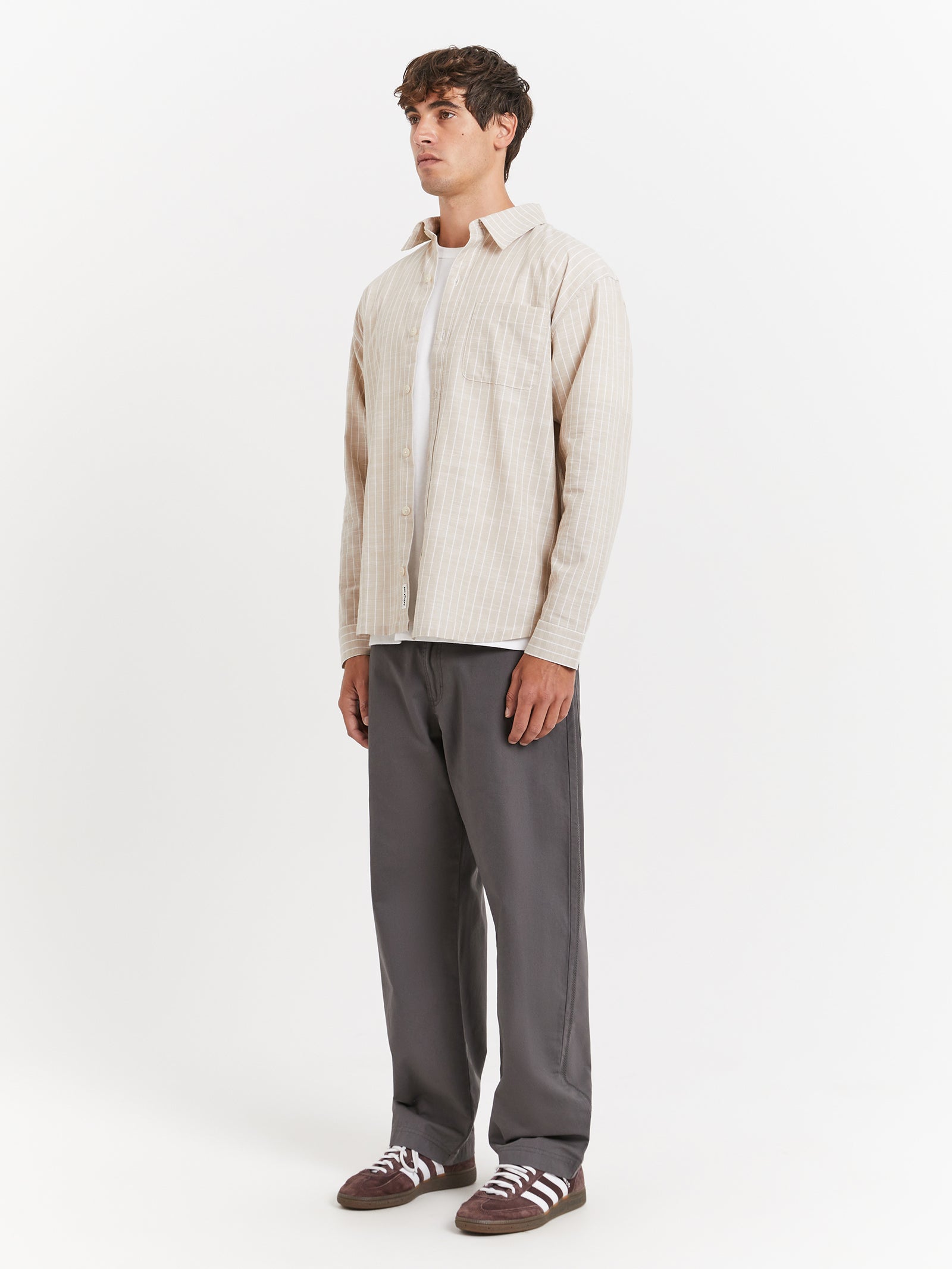 Lewis Overshirt in Stone Stripe