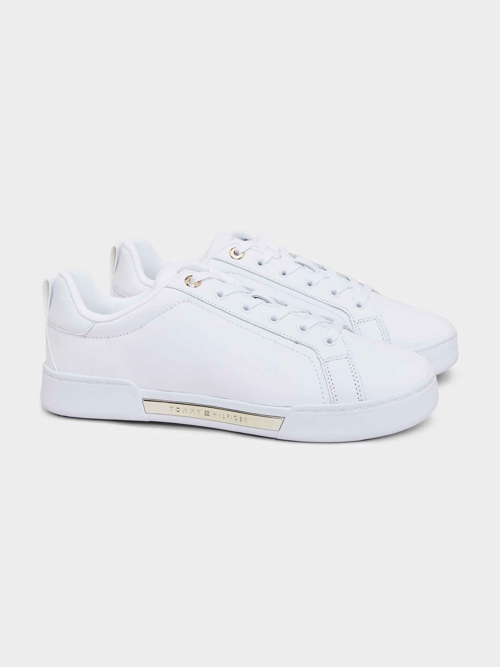 Womens Chique Court Sneakers in White & Rose Gold