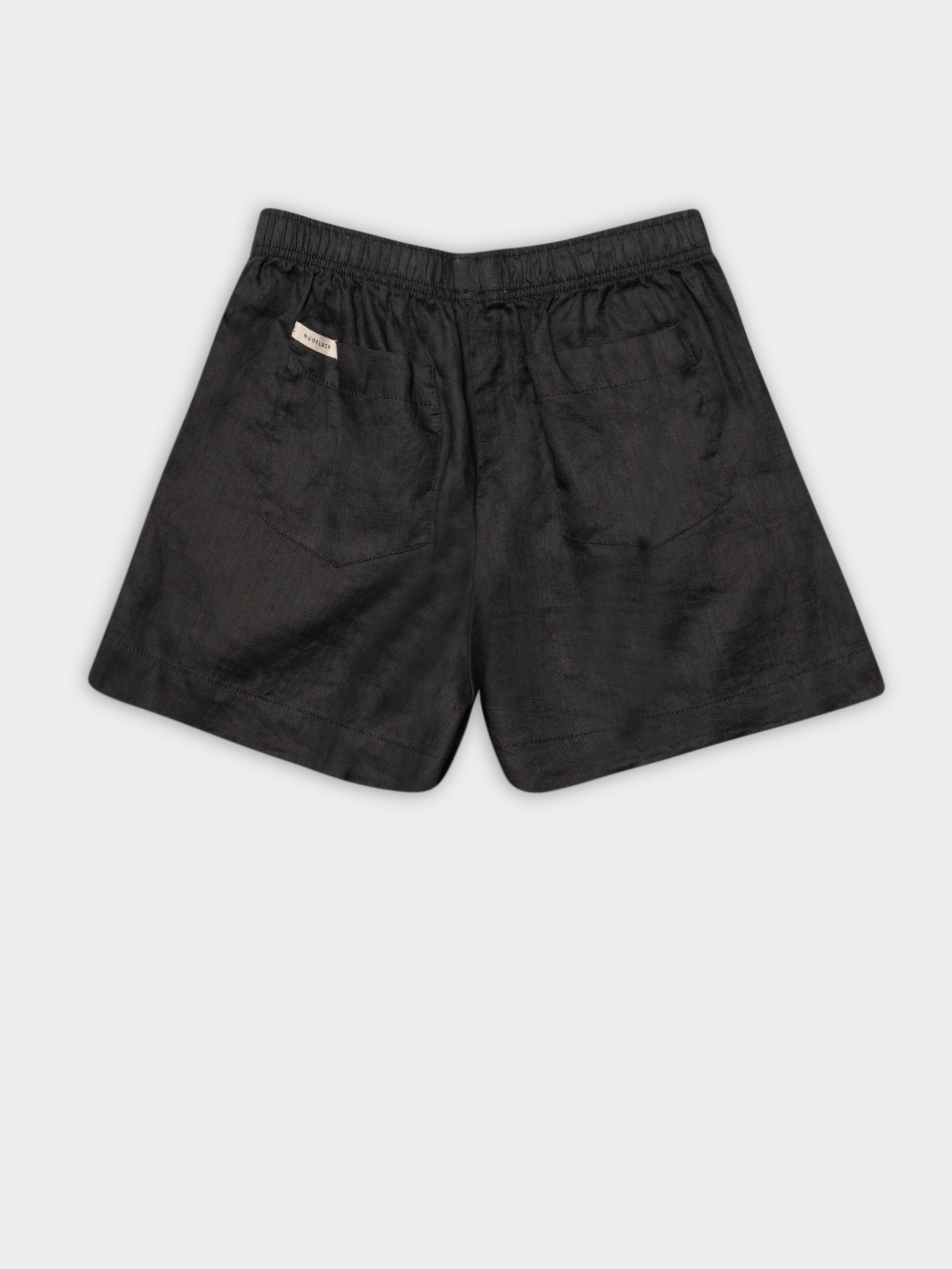 Nude Linen Lounge Short in Coal Black