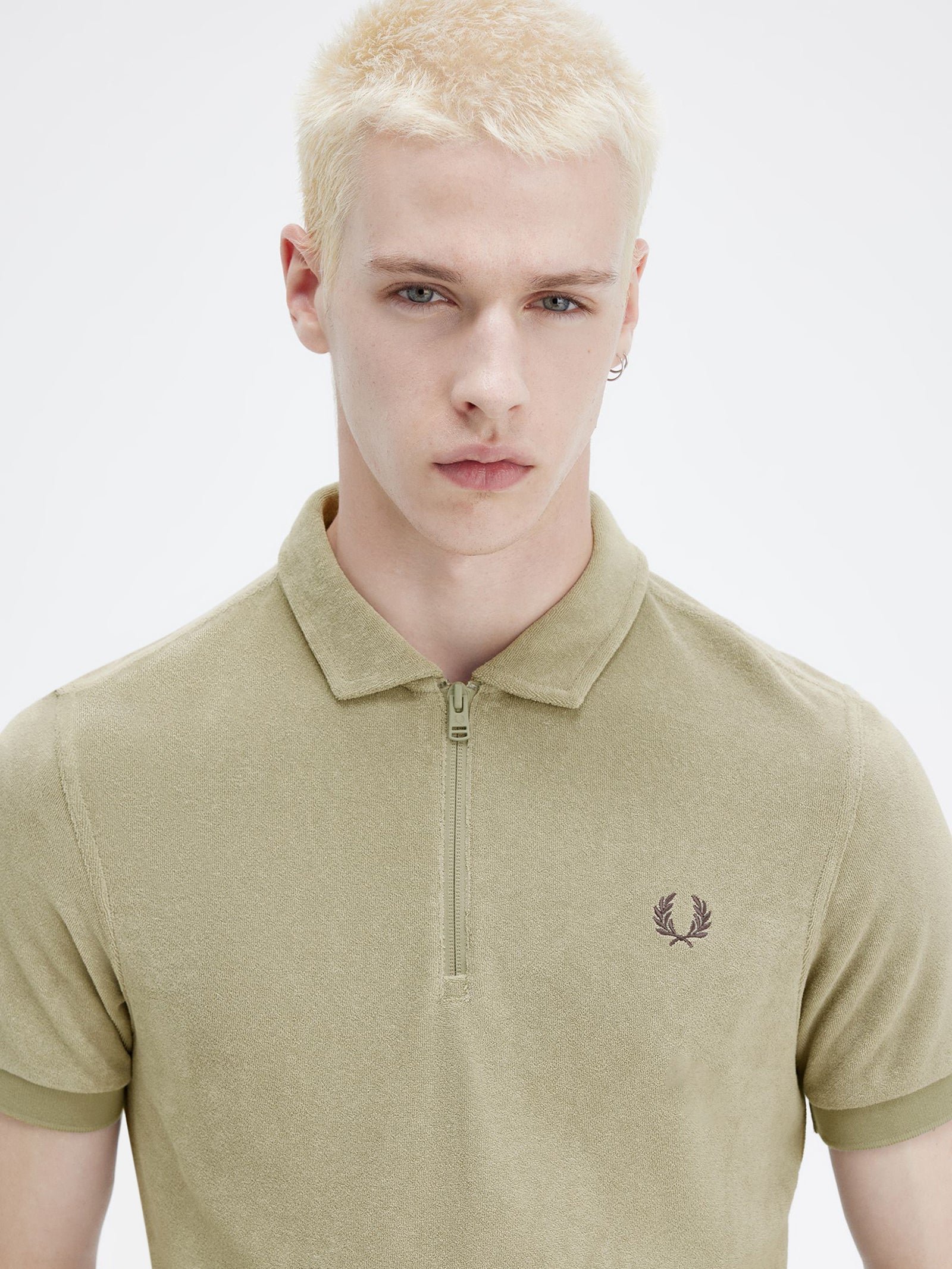 Zip Neck Toweling Polo Shirt