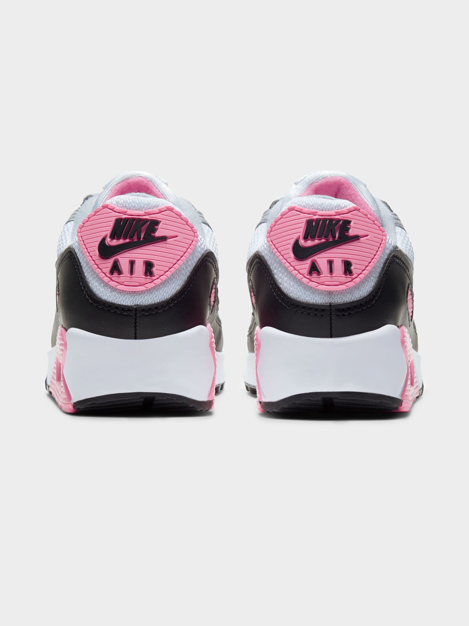 Womens Air Max 90 Sneakers in White, Grey & Rose Pink