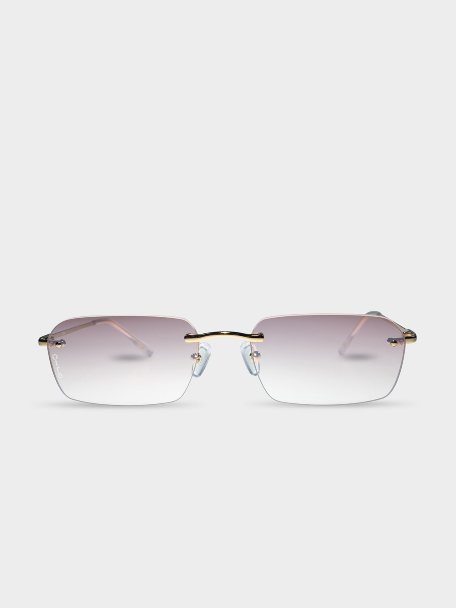 Keira Rimless Sunglasses in Gold & Pink Mirror