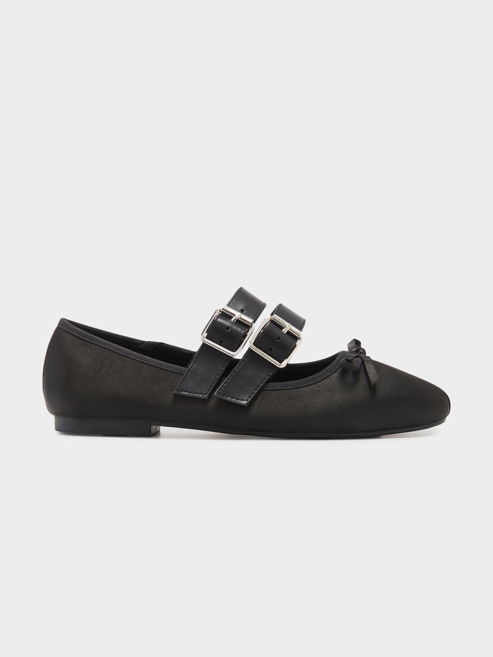 Mythos Ballet Flats in Black Satin