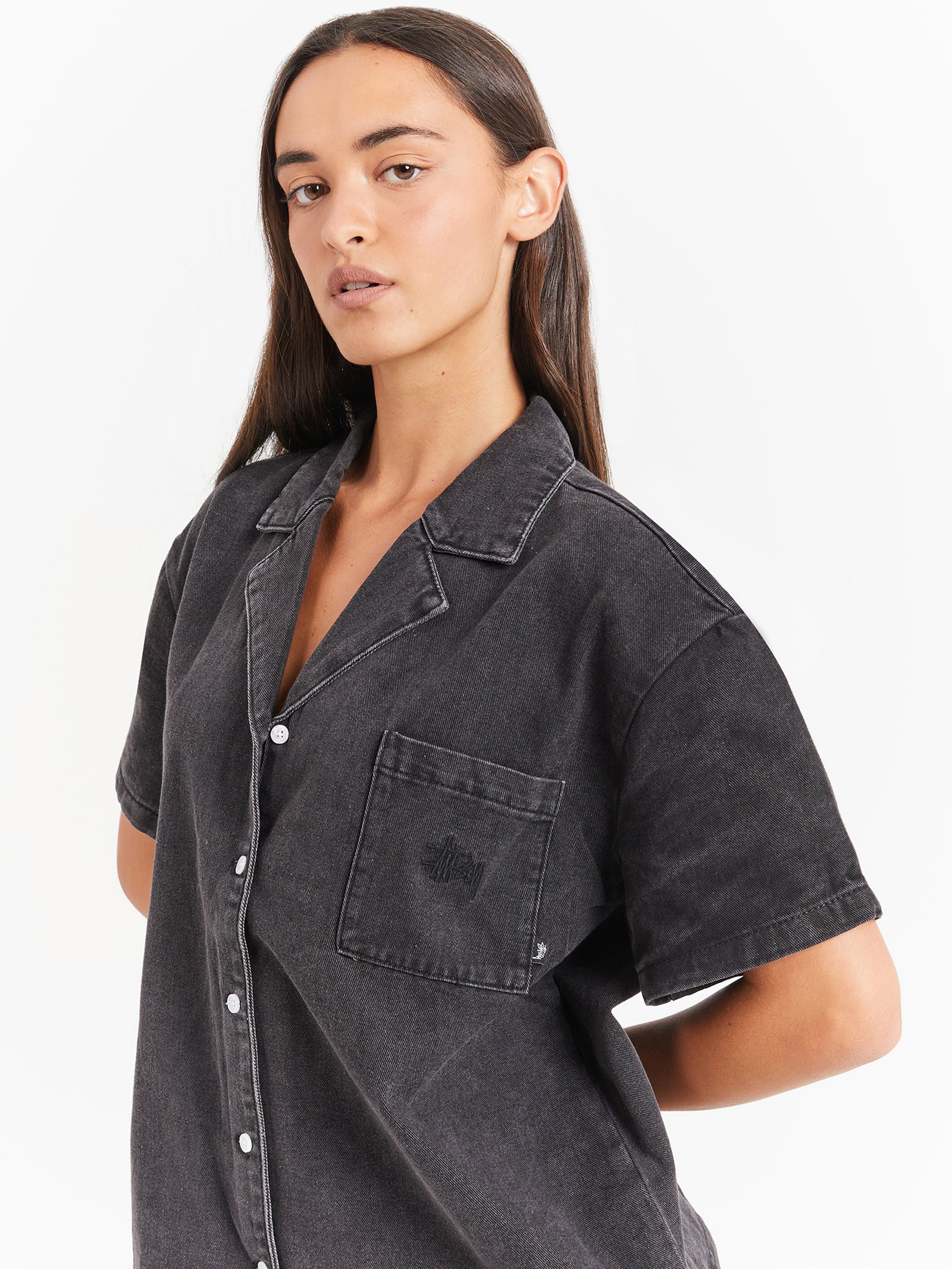 Denim Oversized Shirt in Black Denim