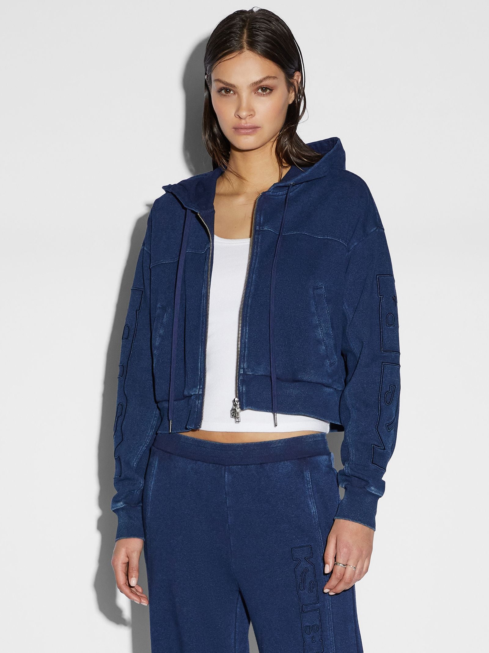 Origin Crop Hoodie Indigo Spliced