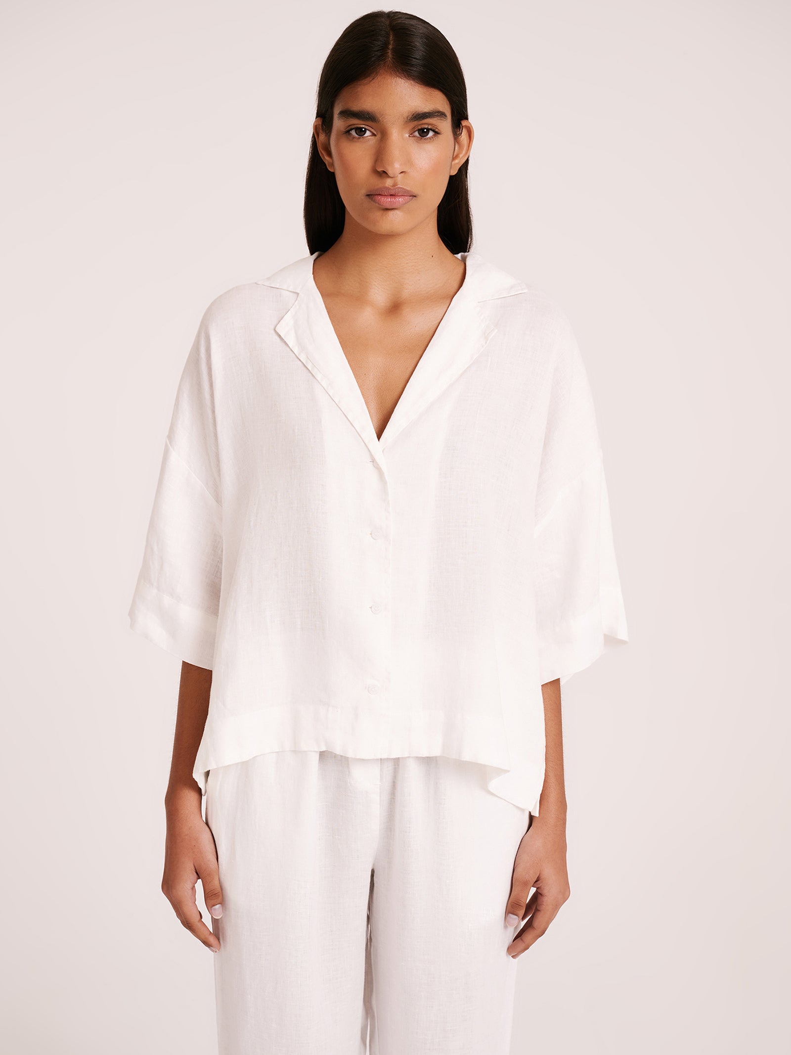 Linen Lounge Shirt in White