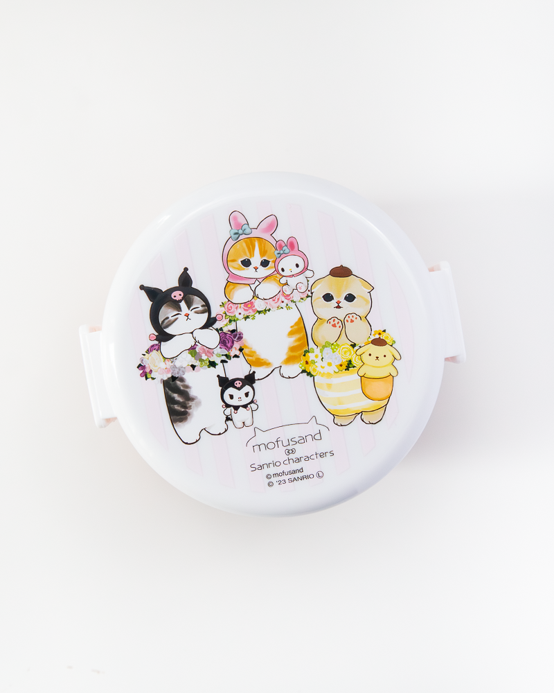 Mofusand X Sanrio Characters 2 Tier Round Lunch Box