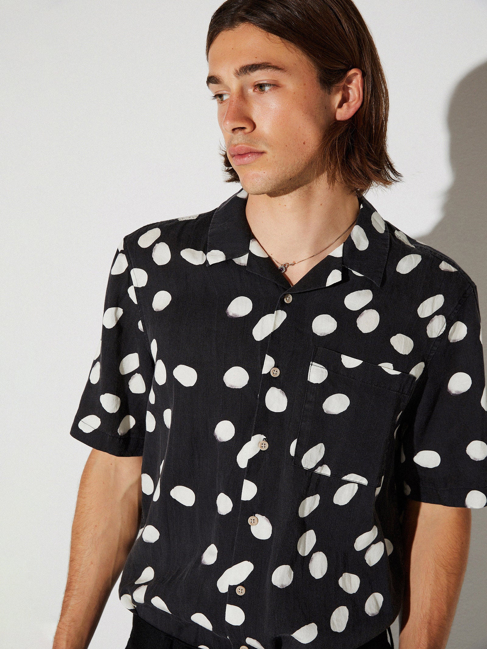 Curtis Short Sleeve Dot Shirt in Black