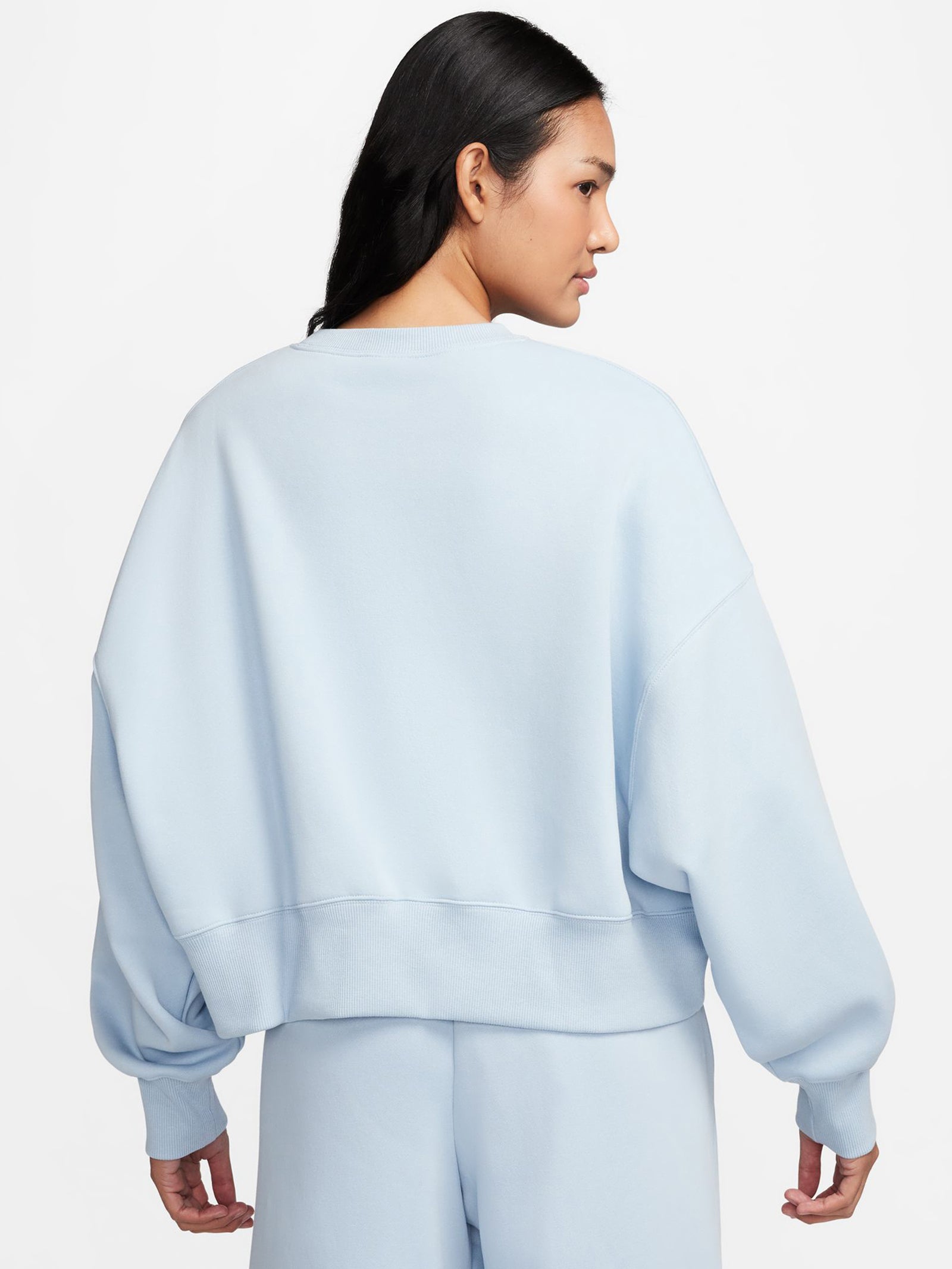 Phoenix Fleece Oversized Crew Jumper in Light Armory Blue & Sail