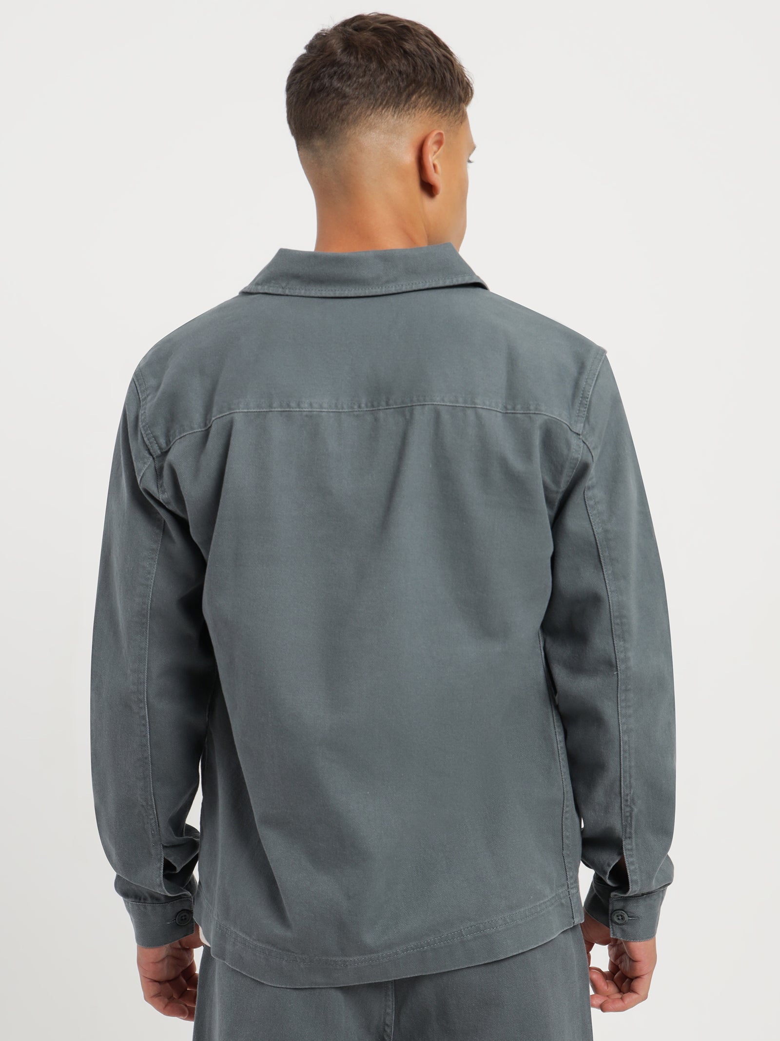 Beau Twill Overshirt in Bottle Green