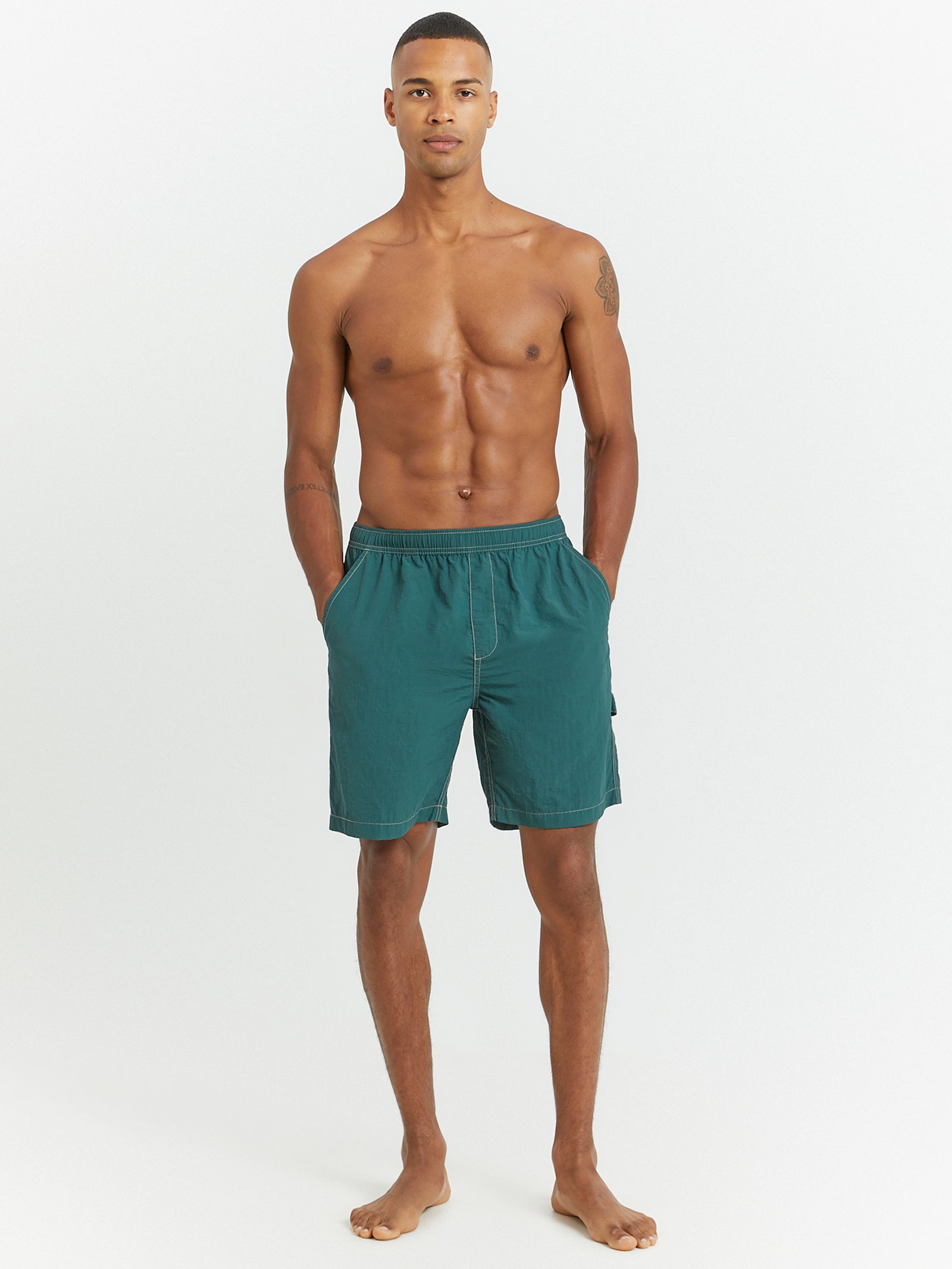 Lay Doubt Nylon Carpenter Shorts in Deep Lake Green