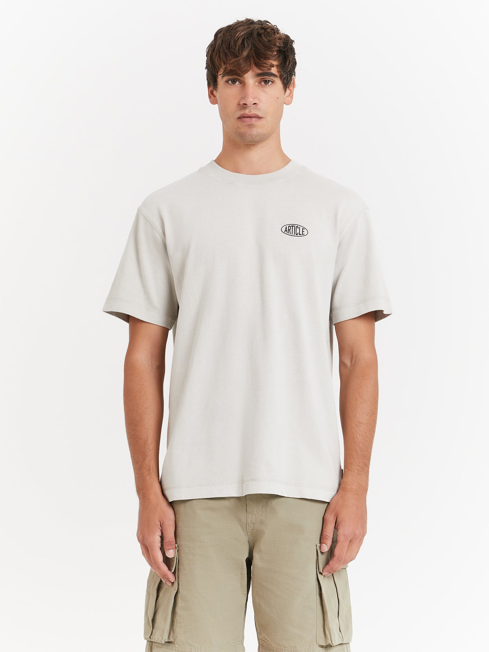 Cracked Logo Tee in Ecru