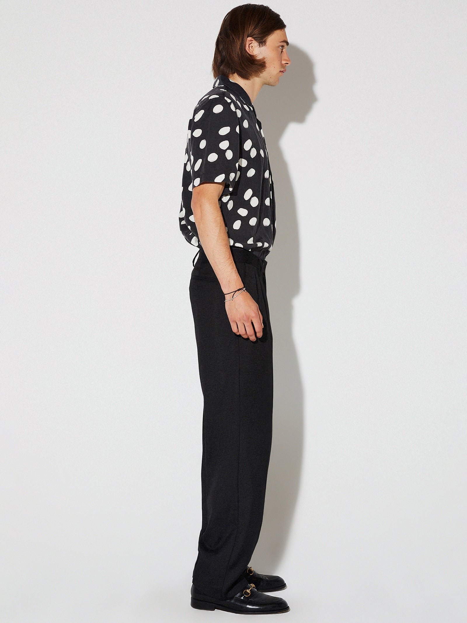 Curtis Short Sleeve Dot Shirt in Black