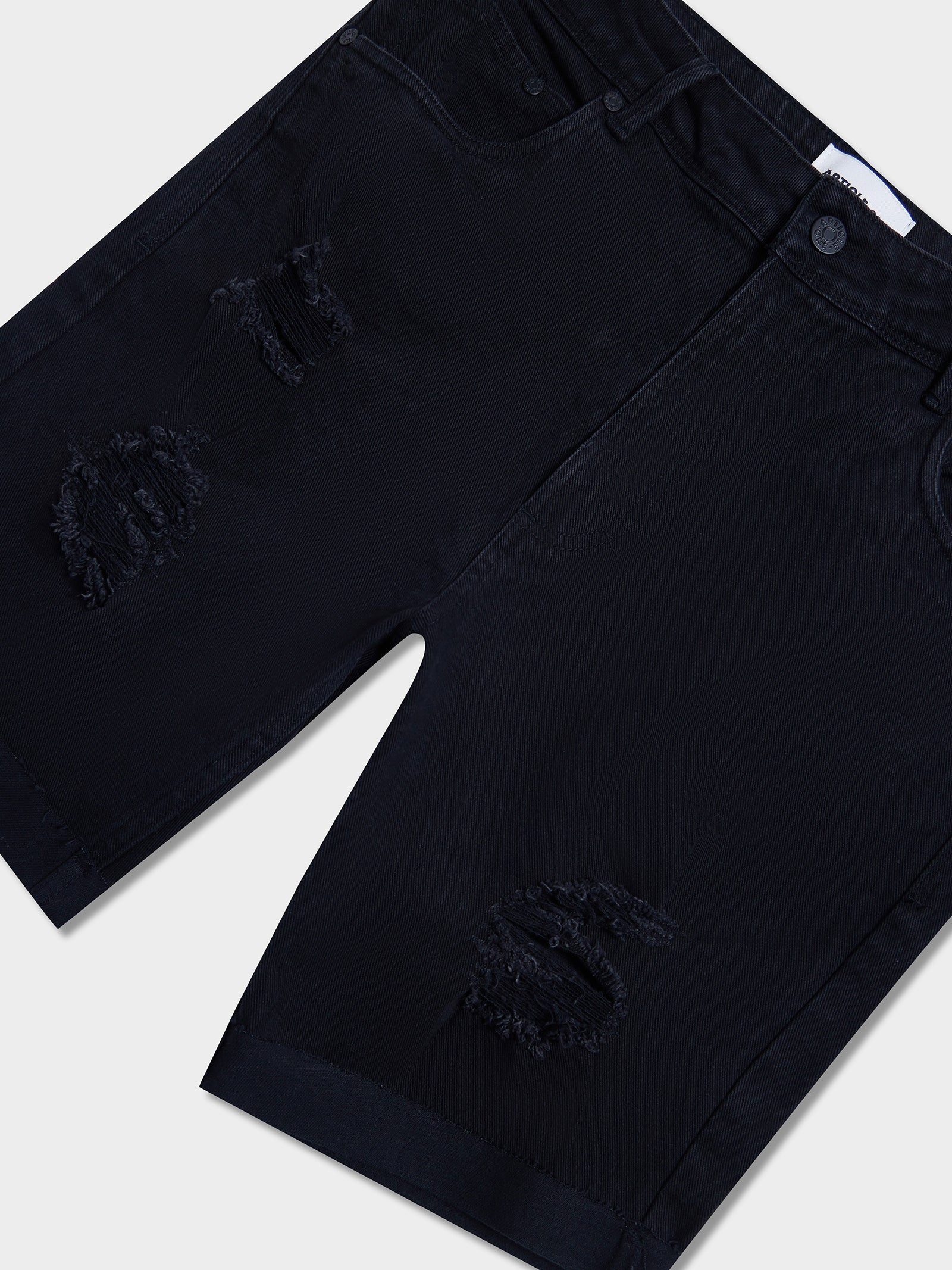 Zane Skinny Denim Short - True Black Rip