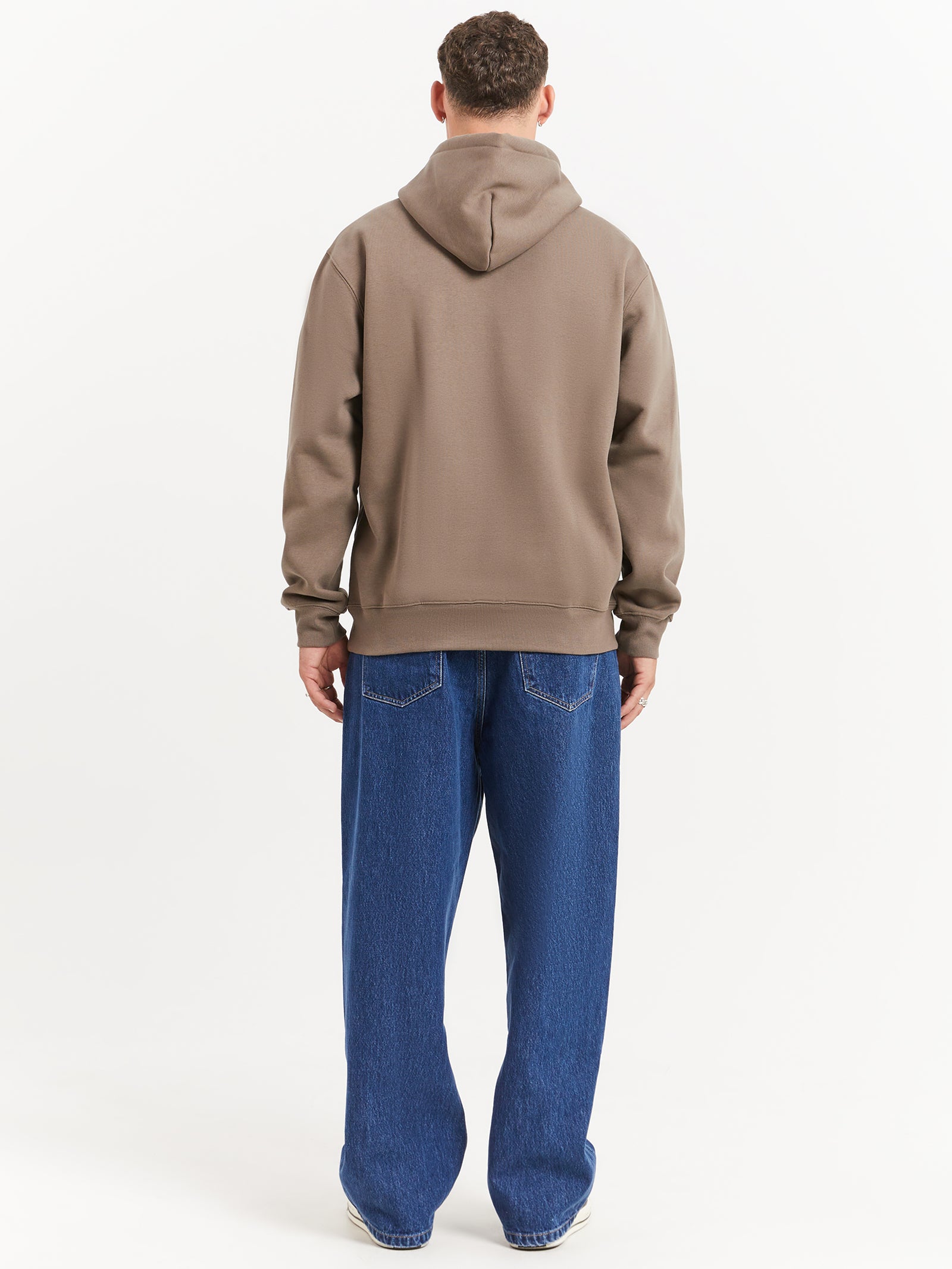 Hooded Carhartt Sweat in Barista Brown & Mirror Blue