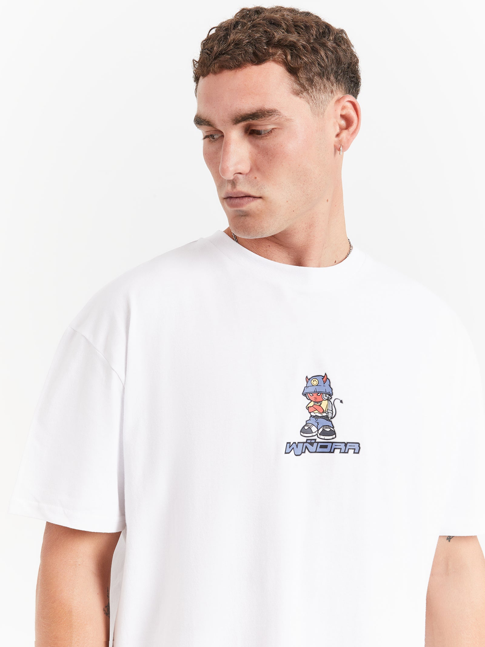 Lil Devil Box Fit T-Shirt in White