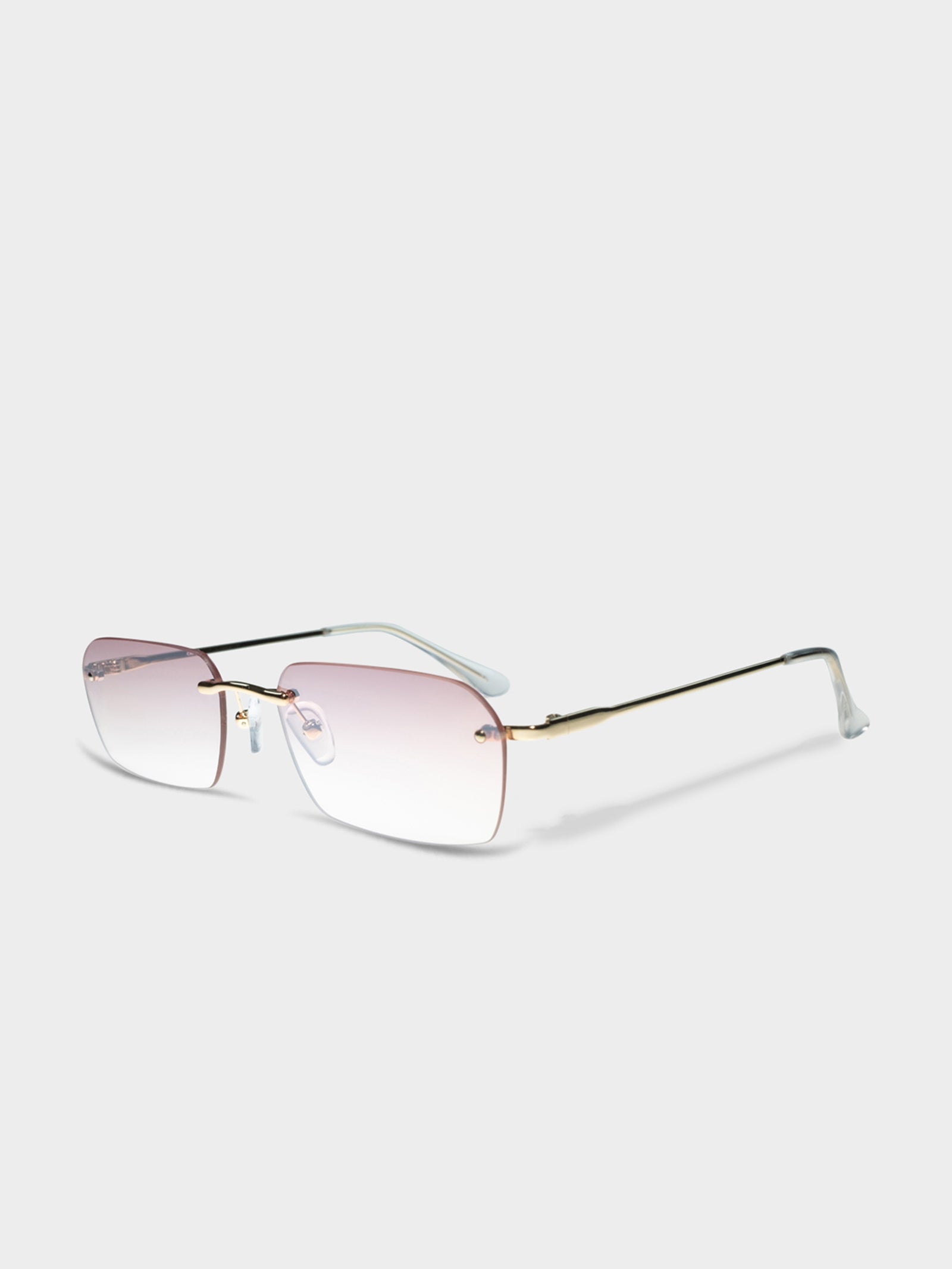 Keira Rimless Sunglasses in Gold & Pink Mirror