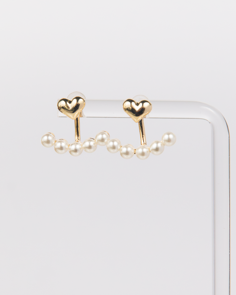 NYU NYU Heart Studs with Pearl Cuffs