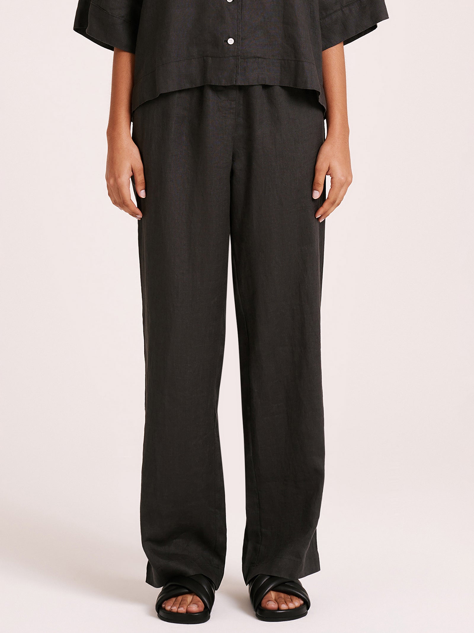 Lounge Linen Pants in Coal