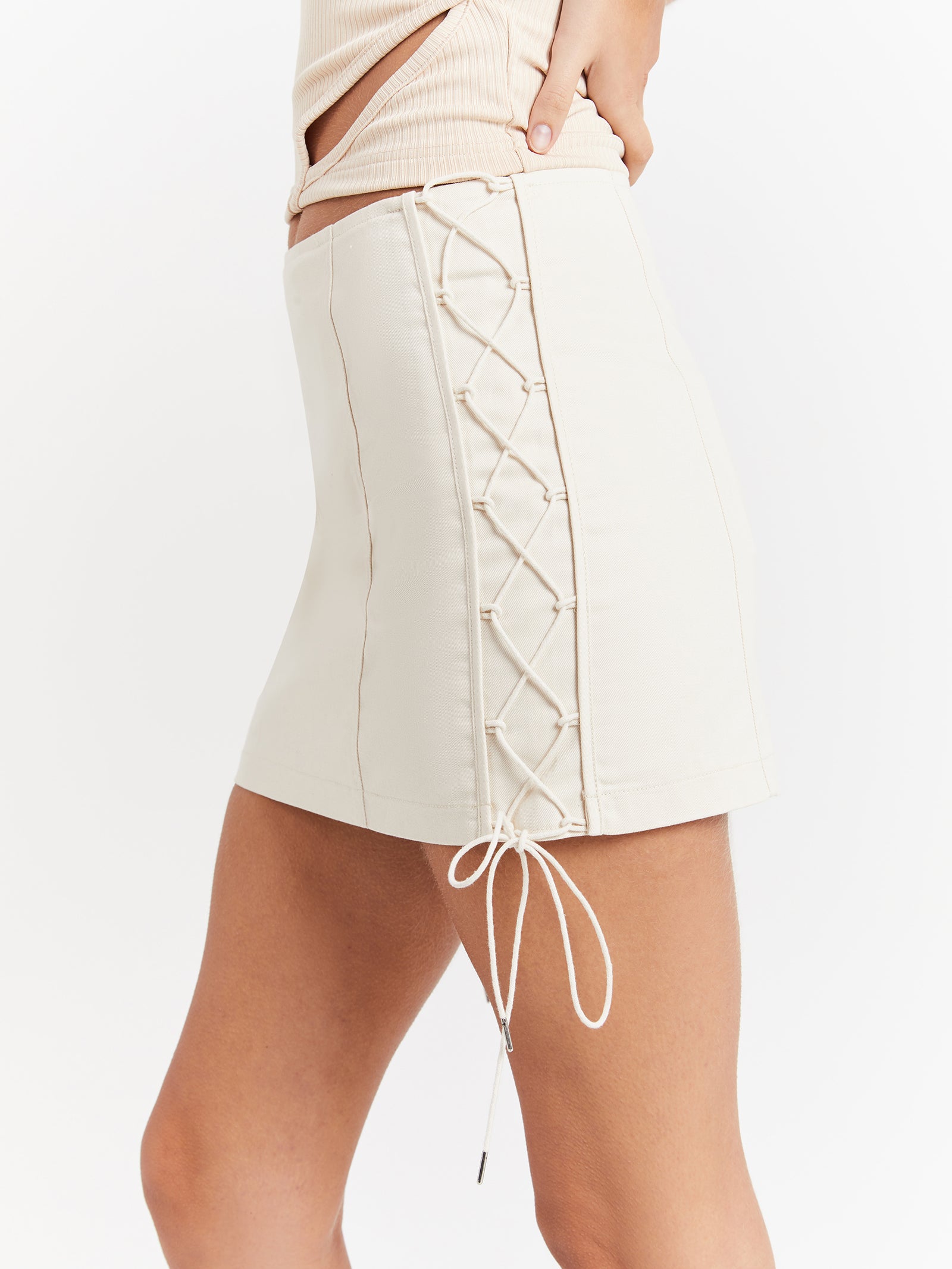 Zahra Mini Skirt in Bone