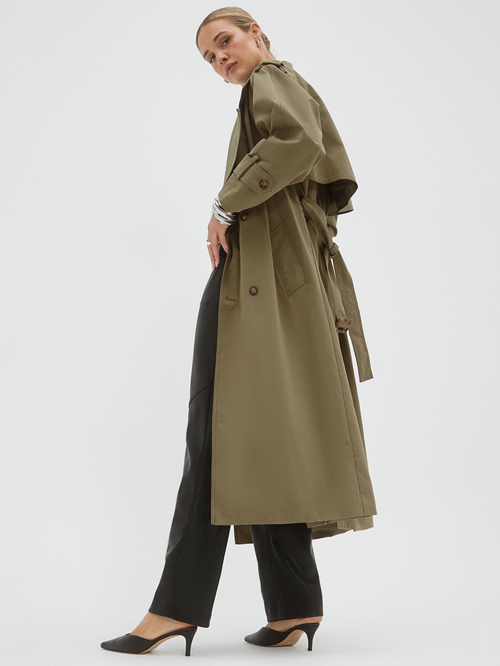 Agency Trench Coat in Olive Green