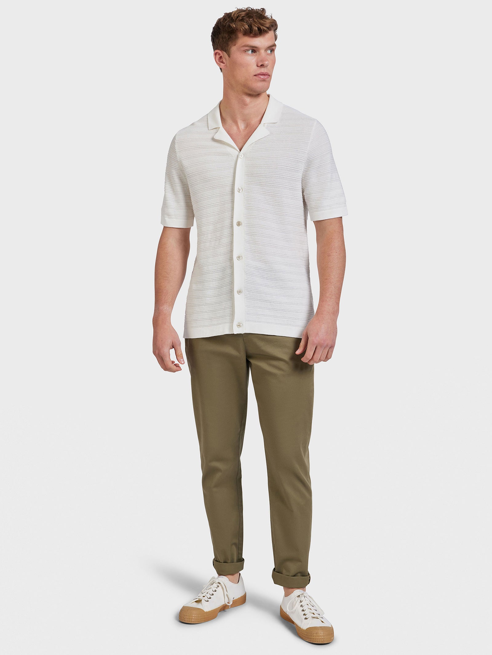 Monaco Knit Polo Shirt in Natural