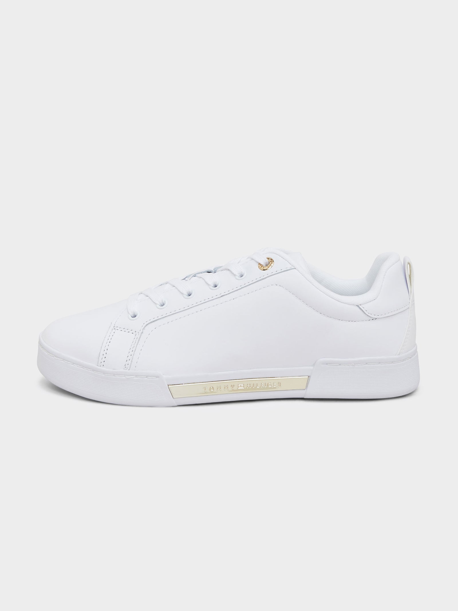 Womens Chique Court Sneakers in White & Rose Gold