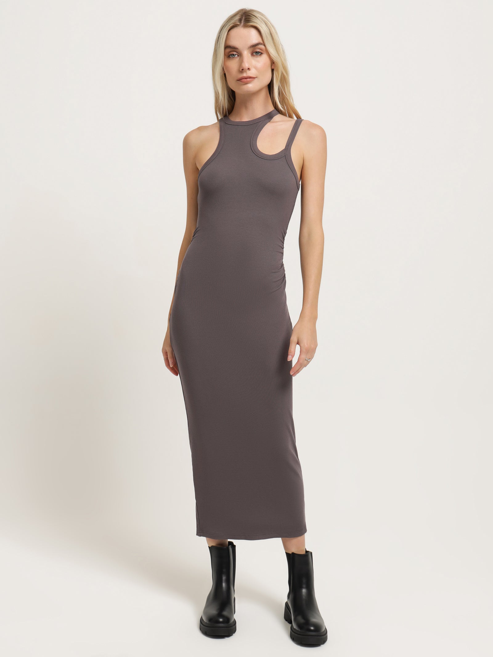 Cruz Rib Dress in Slate