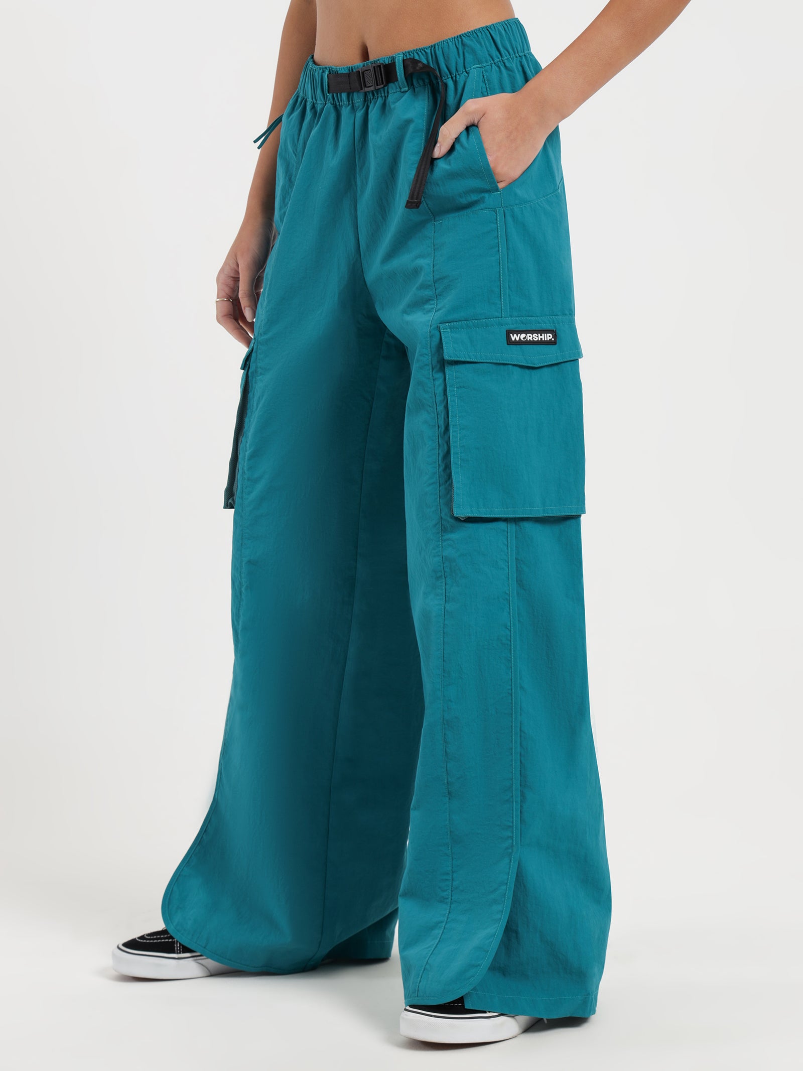 Curiosity Toggle Nylon Pants in Deep Lake