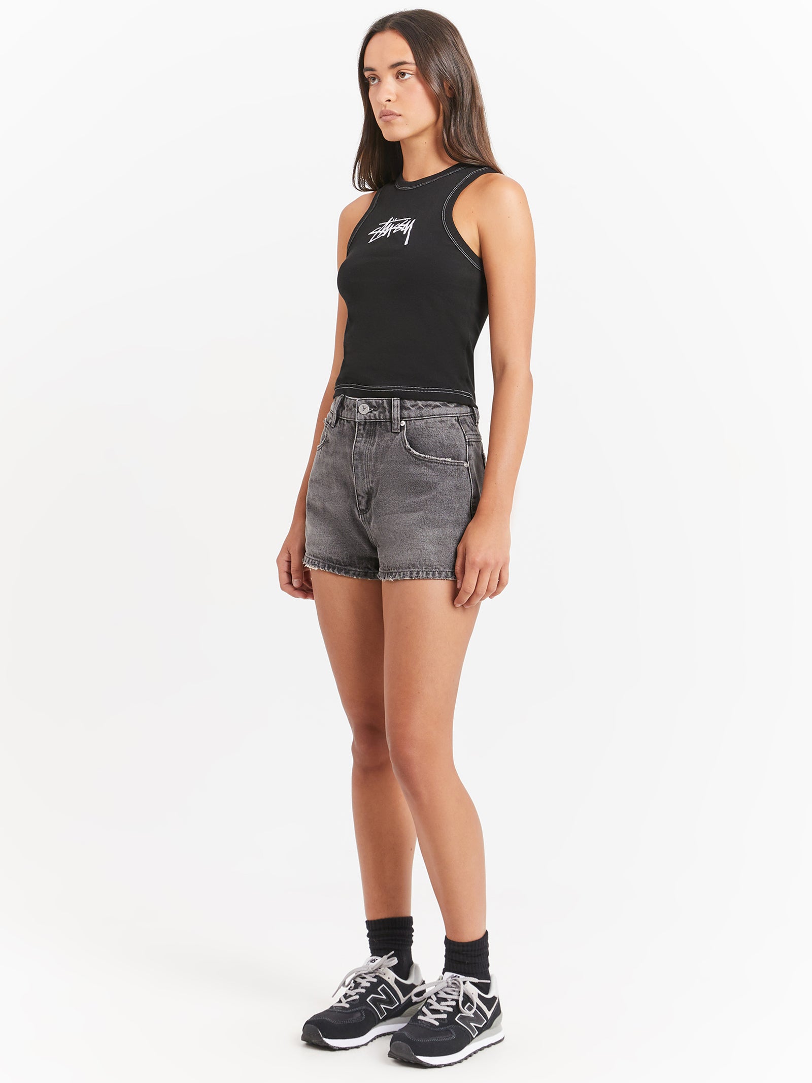 High Relaxed Shorts in Brooklyn Washed Black