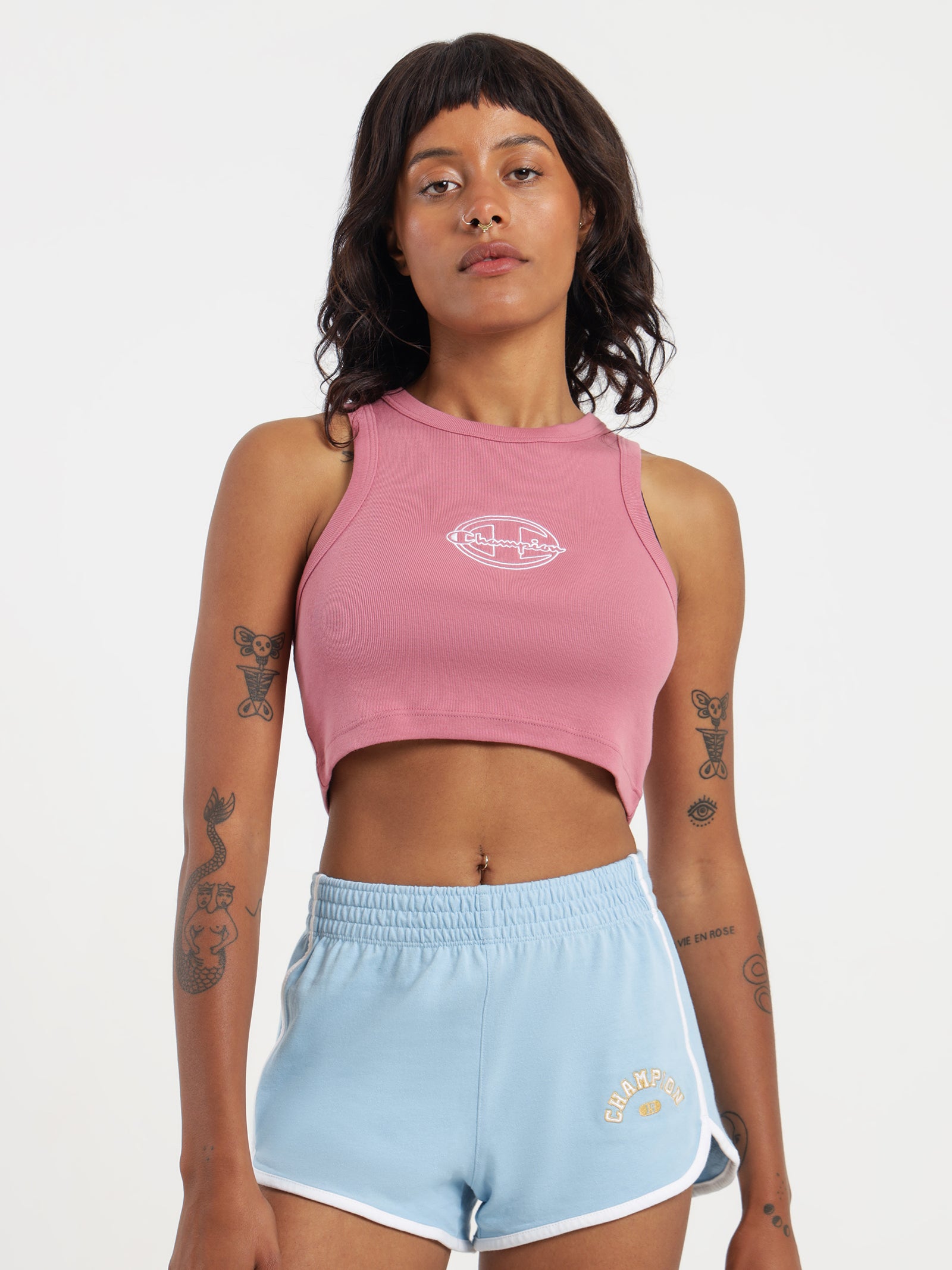 Heritage 90's Cropped Rib Tank in Terracotta Pink