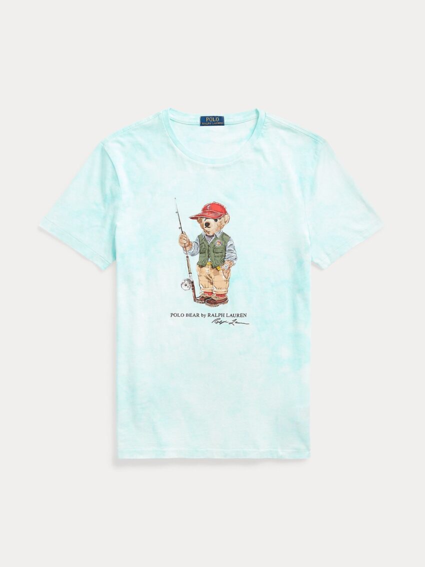 Tie Dye Fishing Bear in Island Aqua