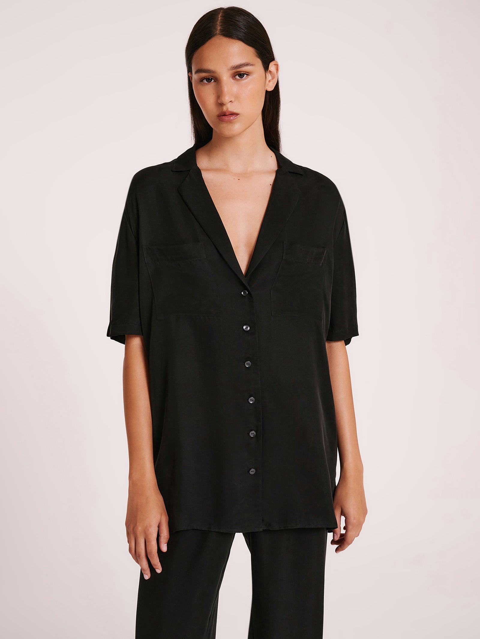 Lucia Cupro Shirt in Black