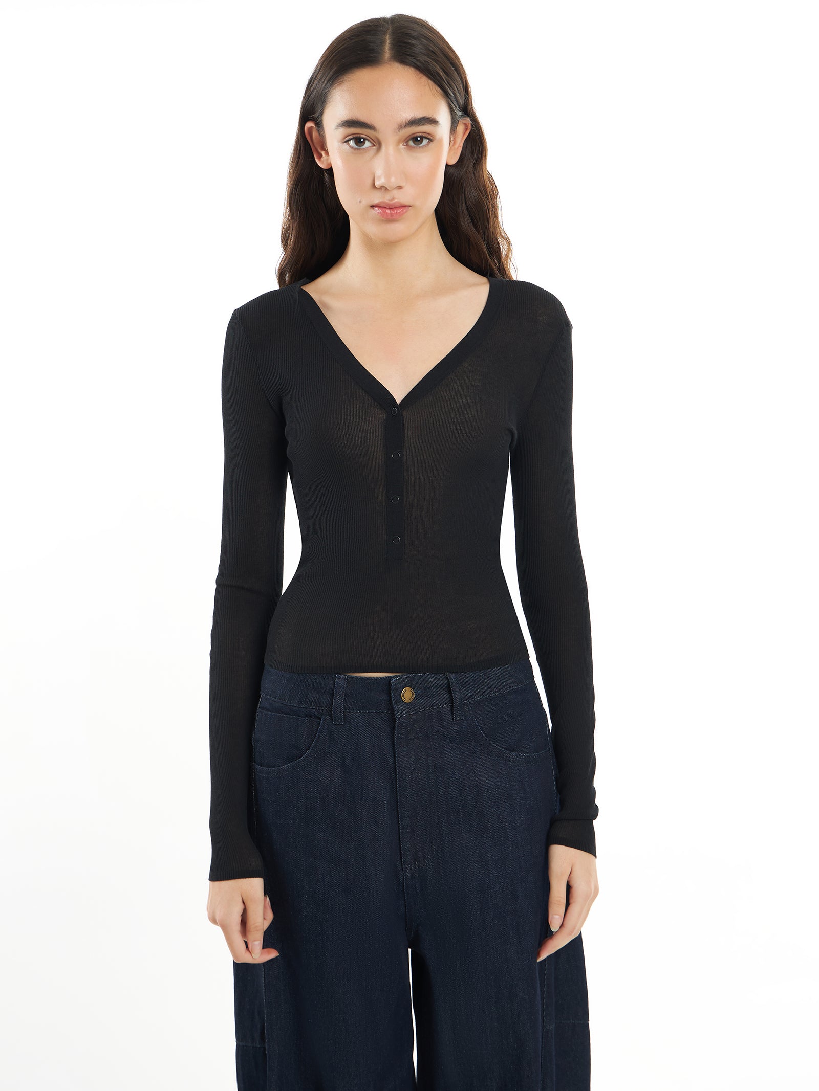 Mse Knit Button Top