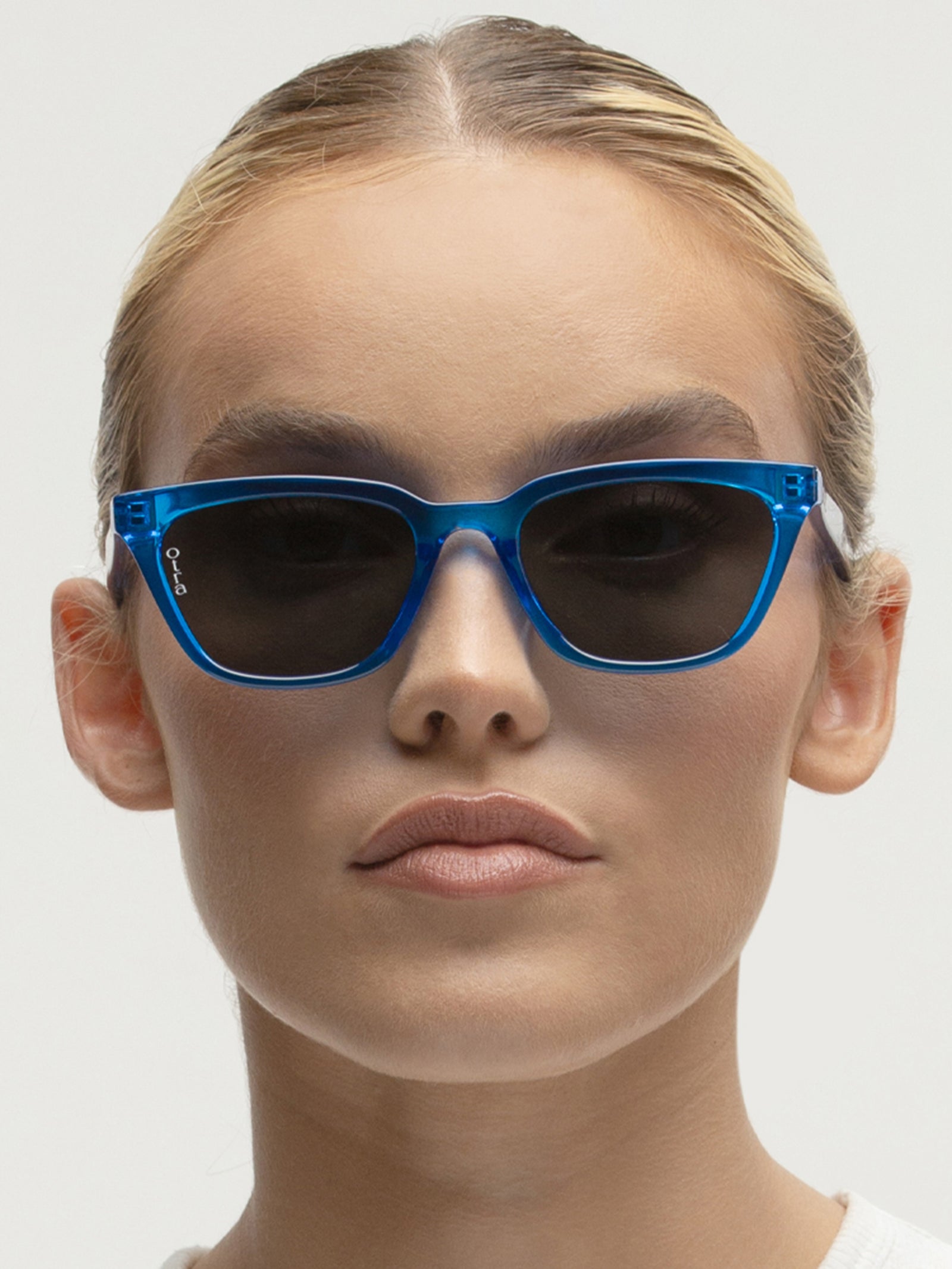 Seva Sunglasses in Trans Blue & Smoke