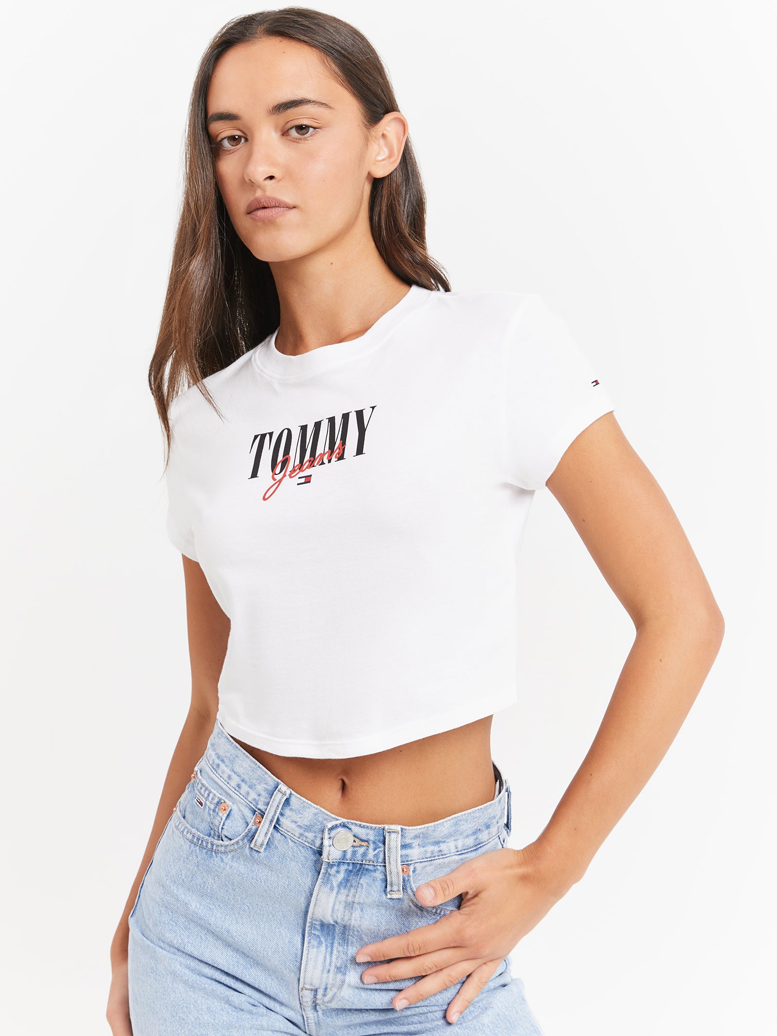 Baby Crop Essential Logo T-Shirt in White