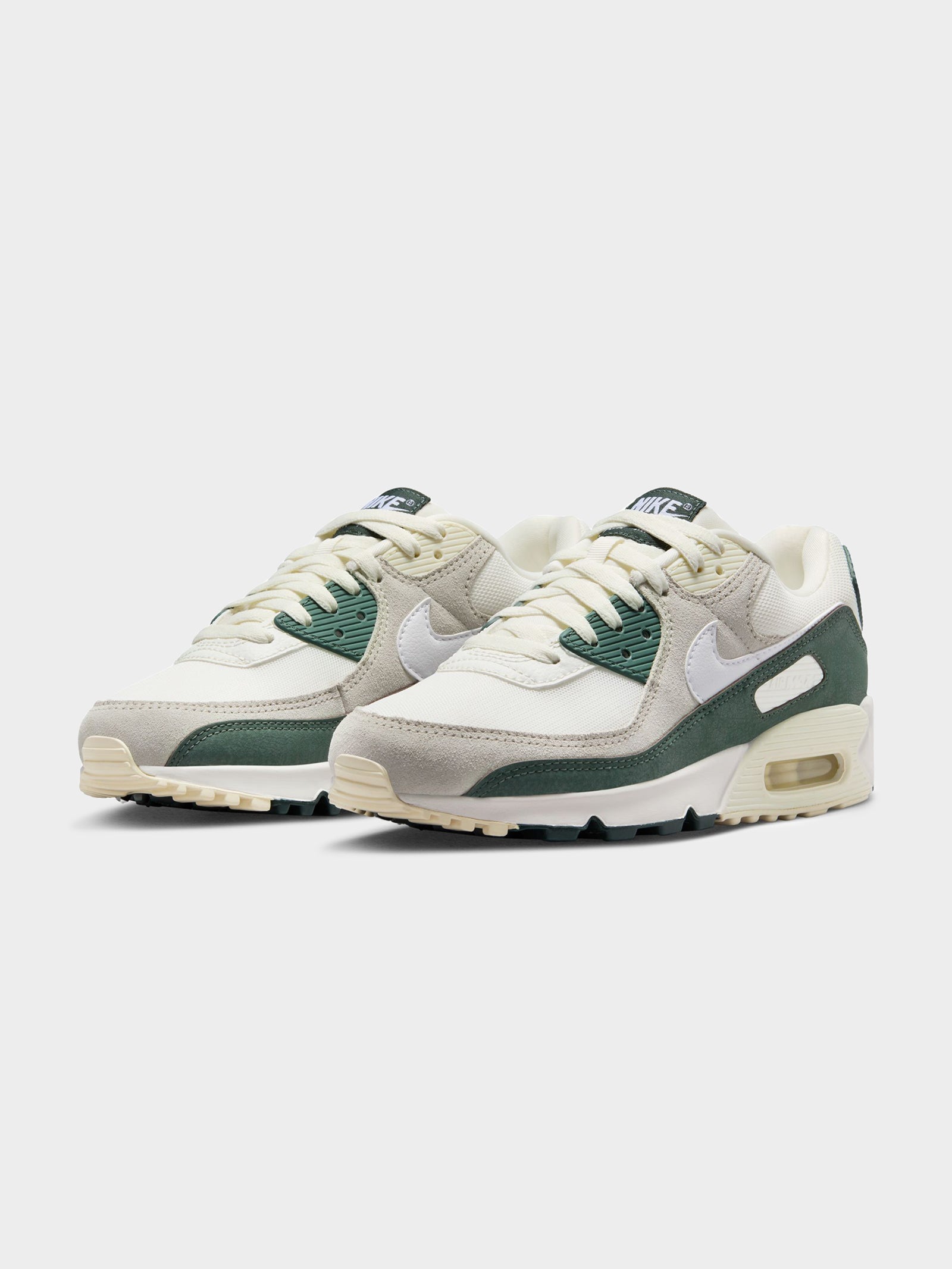 Womens Air Max 90 Sneakers in Sail, White, Green & Coconut Milk