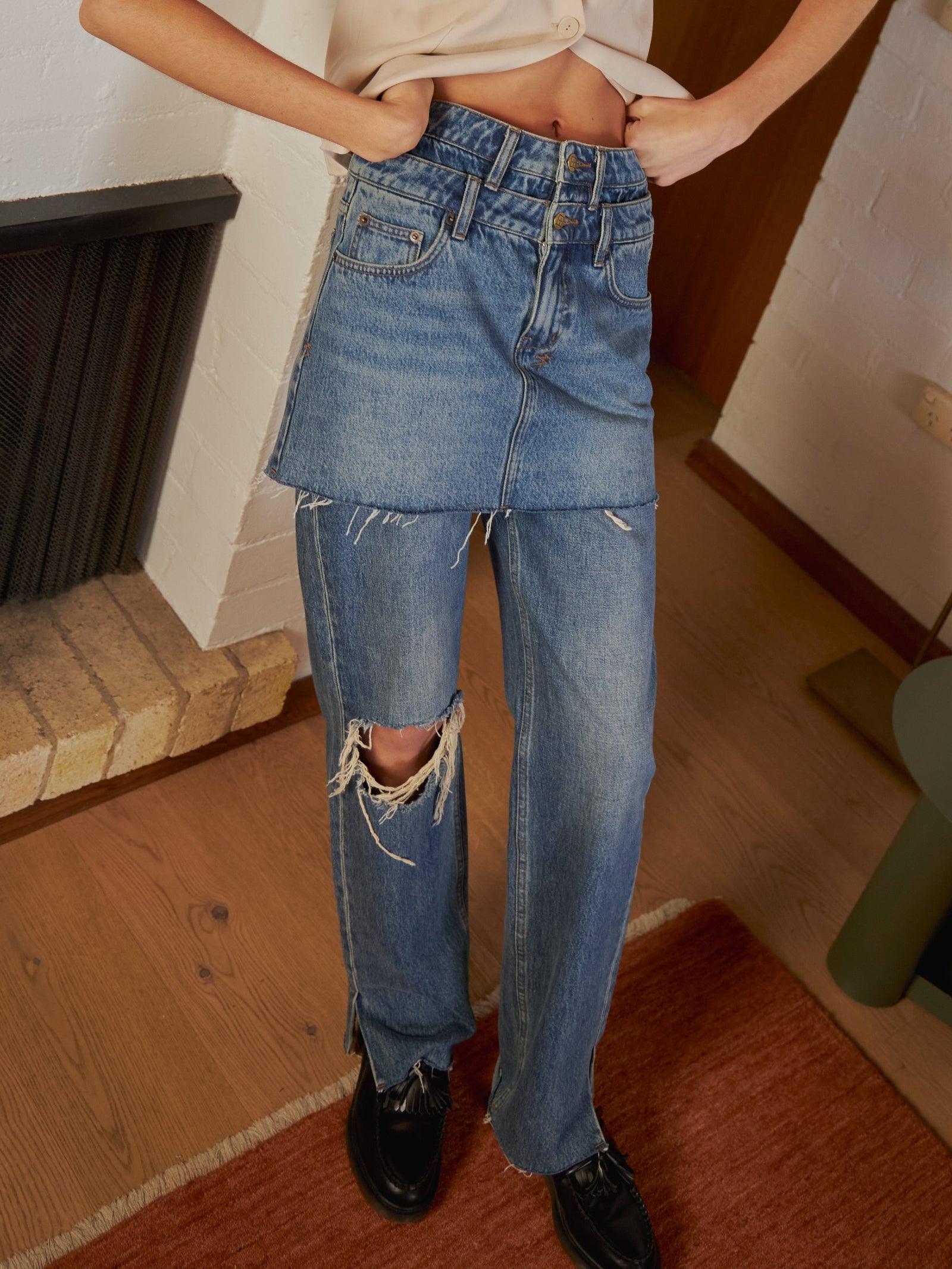 Model Denim Mini Skirt Rework