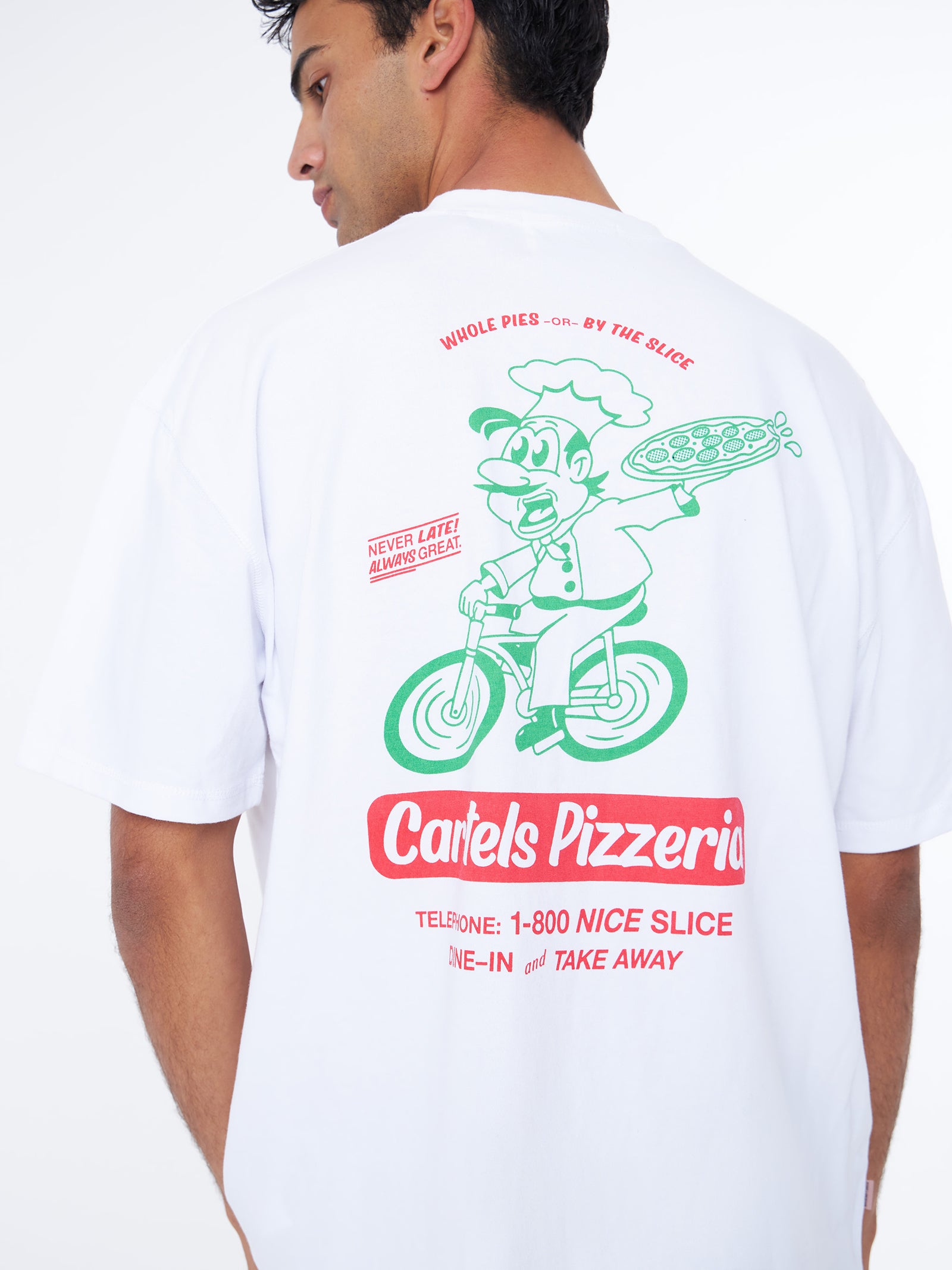 Pizza Tee In White