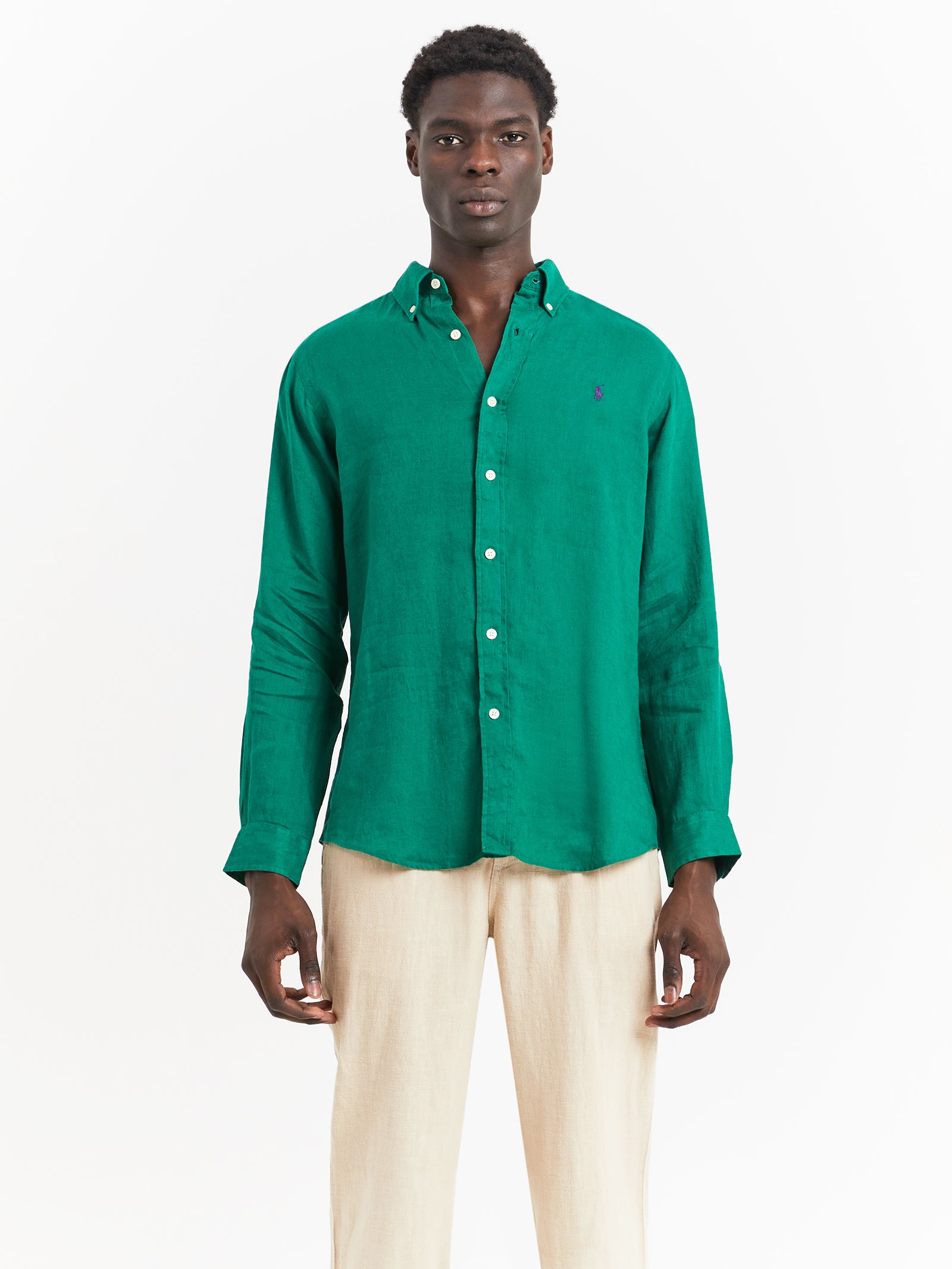 Piece Dye Linen T-Shirt in Athletic Green