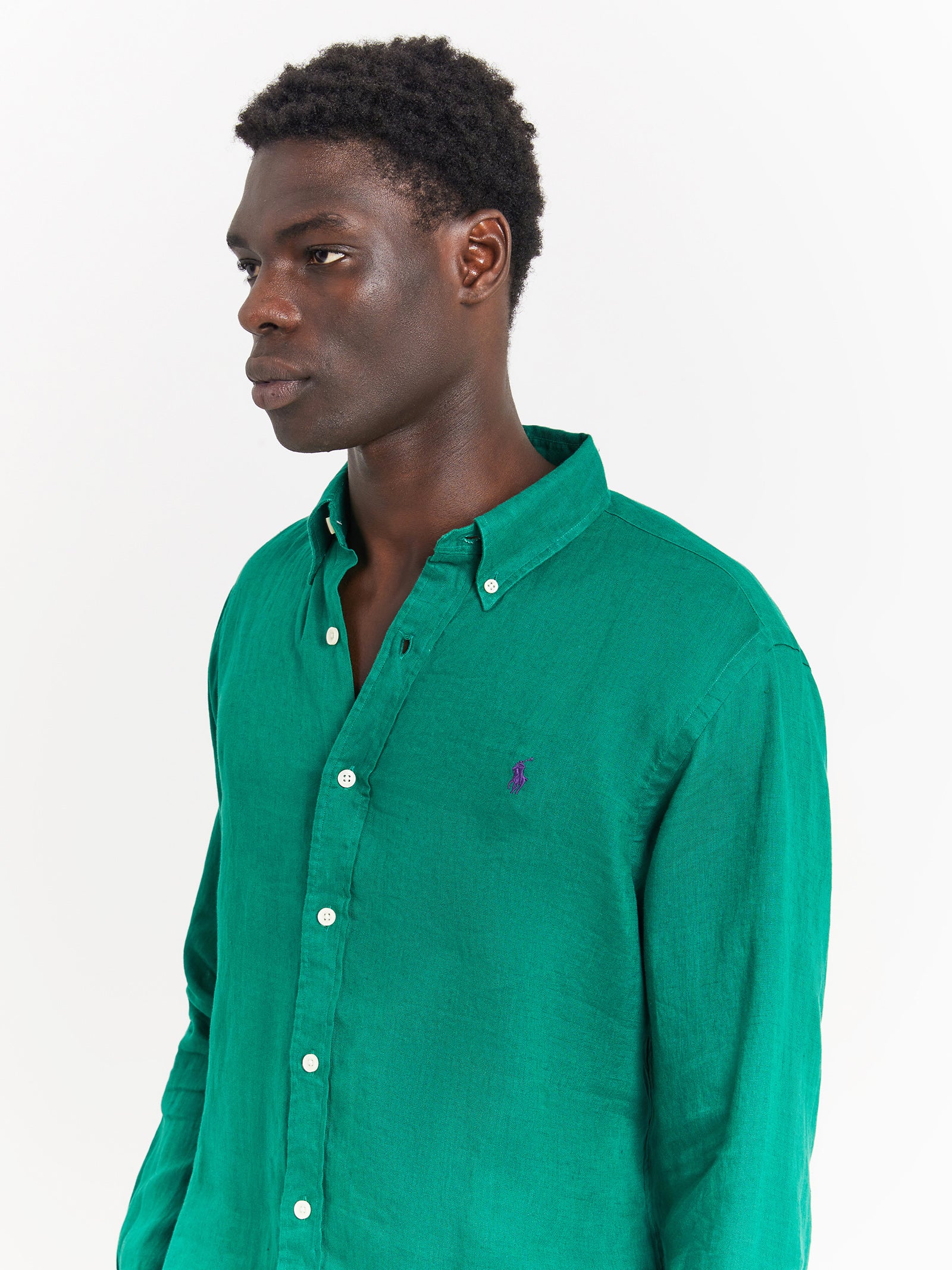 Piece Dye Linen T-Shirt in Athletic Green